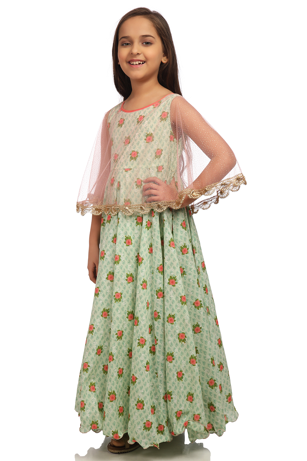 Green Anarkali Cotton Gown image number 2