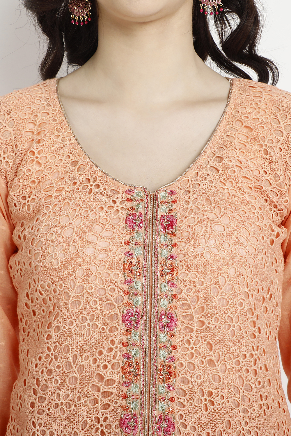 Orange Chanderi Silk Unstitched Suit Set image number 1