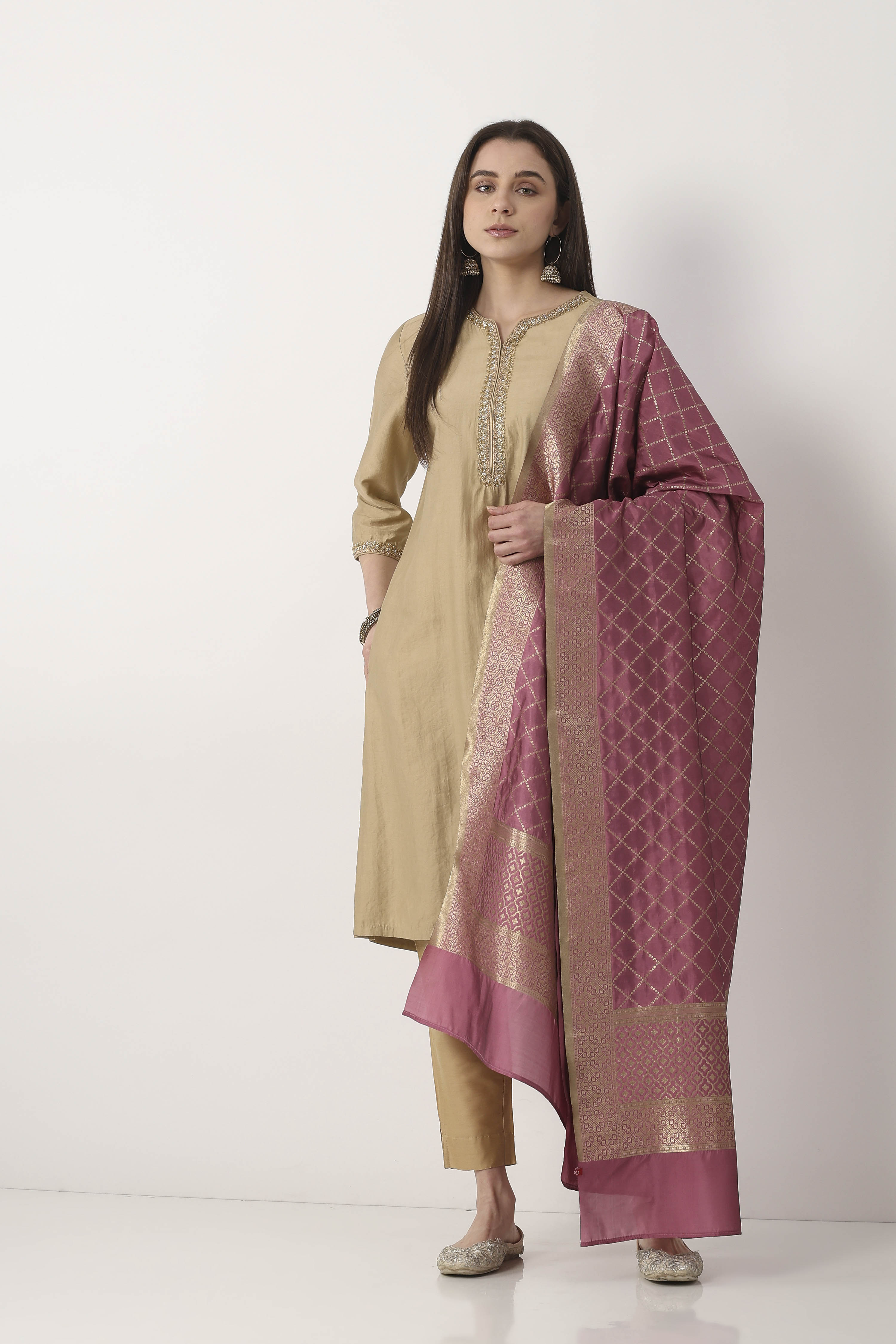 Onion Pink Art Silk Dupatta image number 0