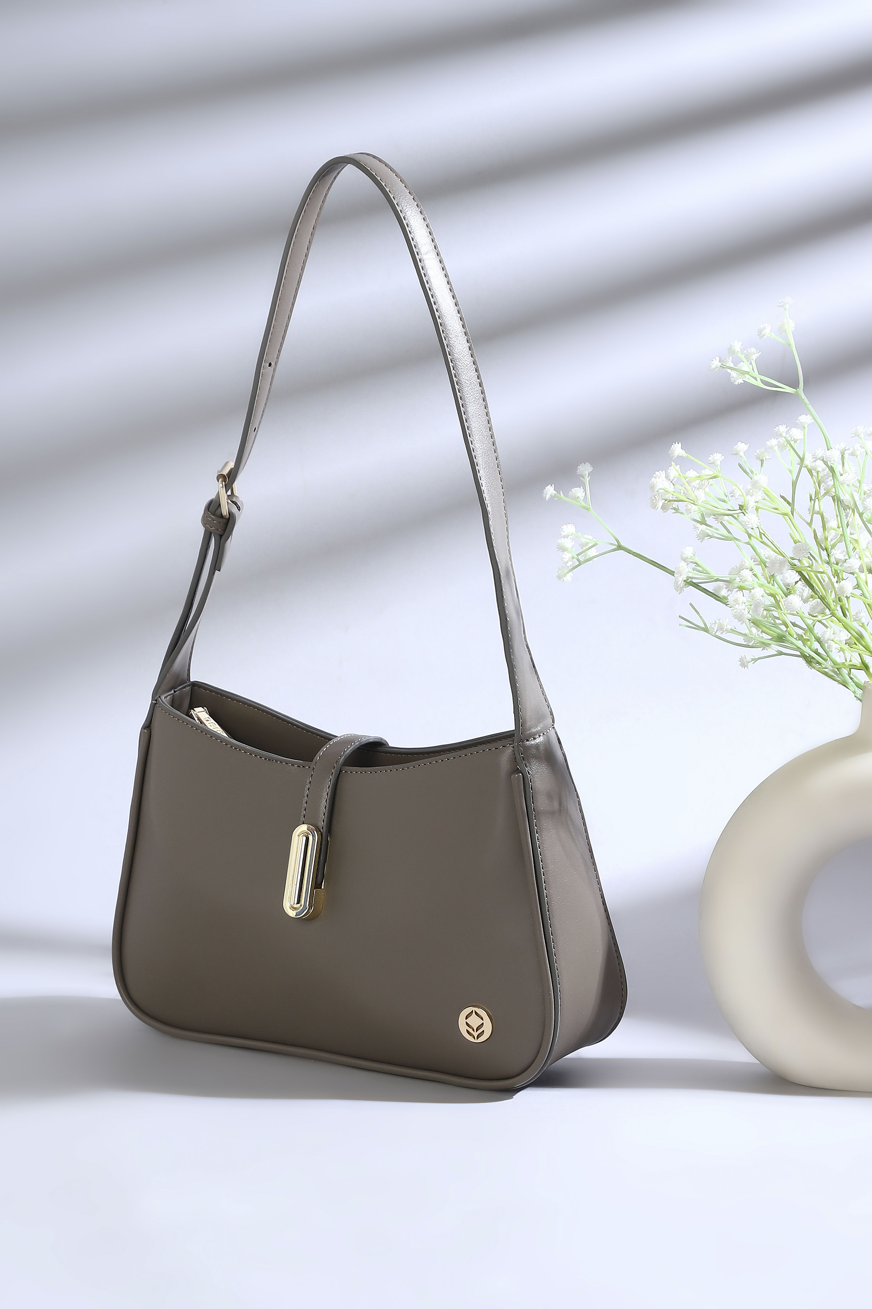 Grey PU Shoulder Bag image number 0