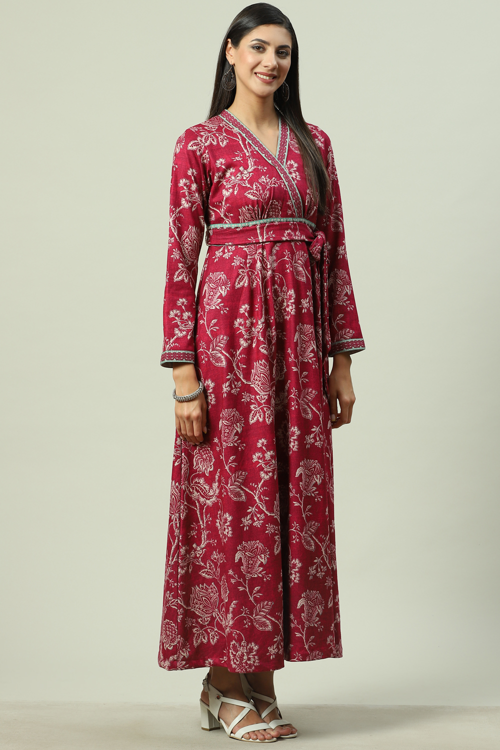 Indigo Pink Acrylic Flared Printed Dress image number 3