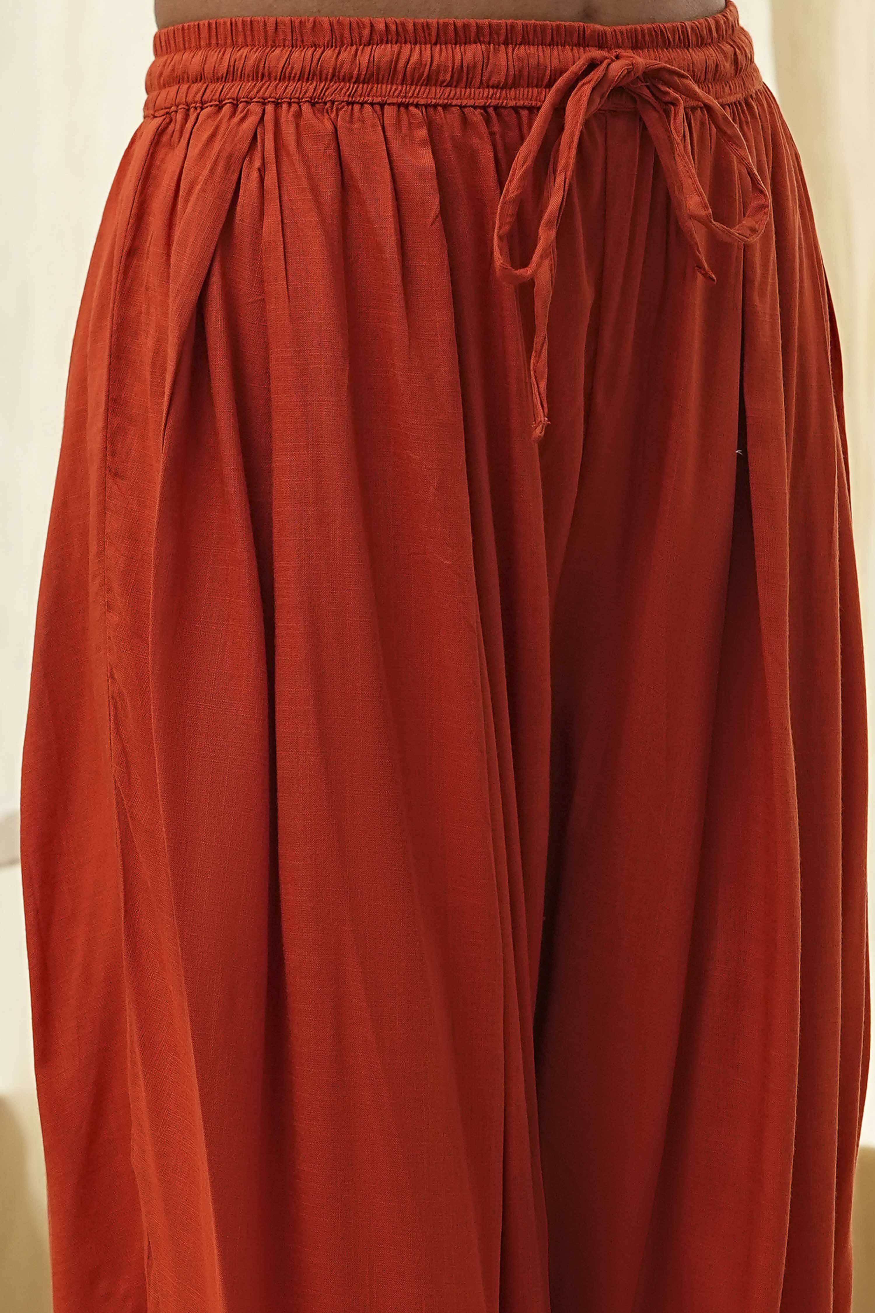 Burnt Orange Straight Solid Co-ord Set image number 2