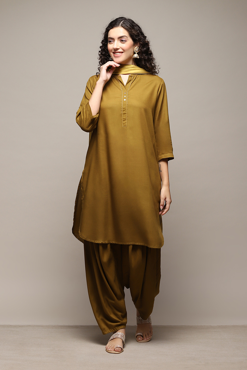 Bronze Burst LIVA Blend Straight Solid Suit Set image number 7