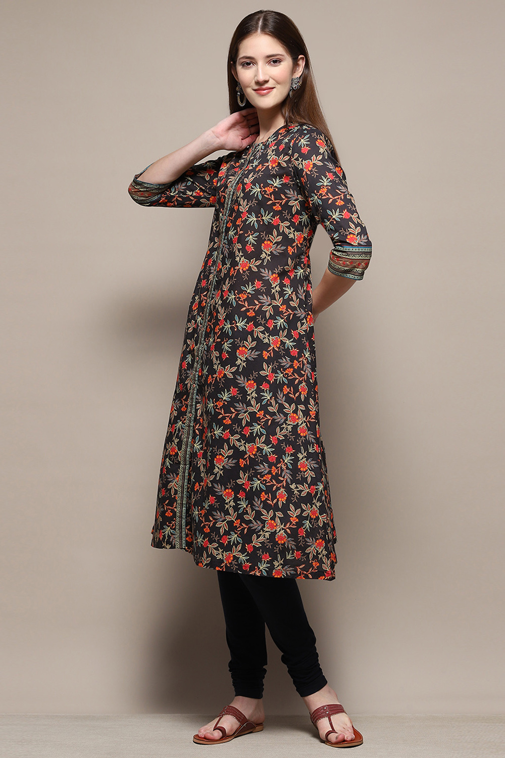 Black Cotton Blend Straight 2 Piece Set image number 3