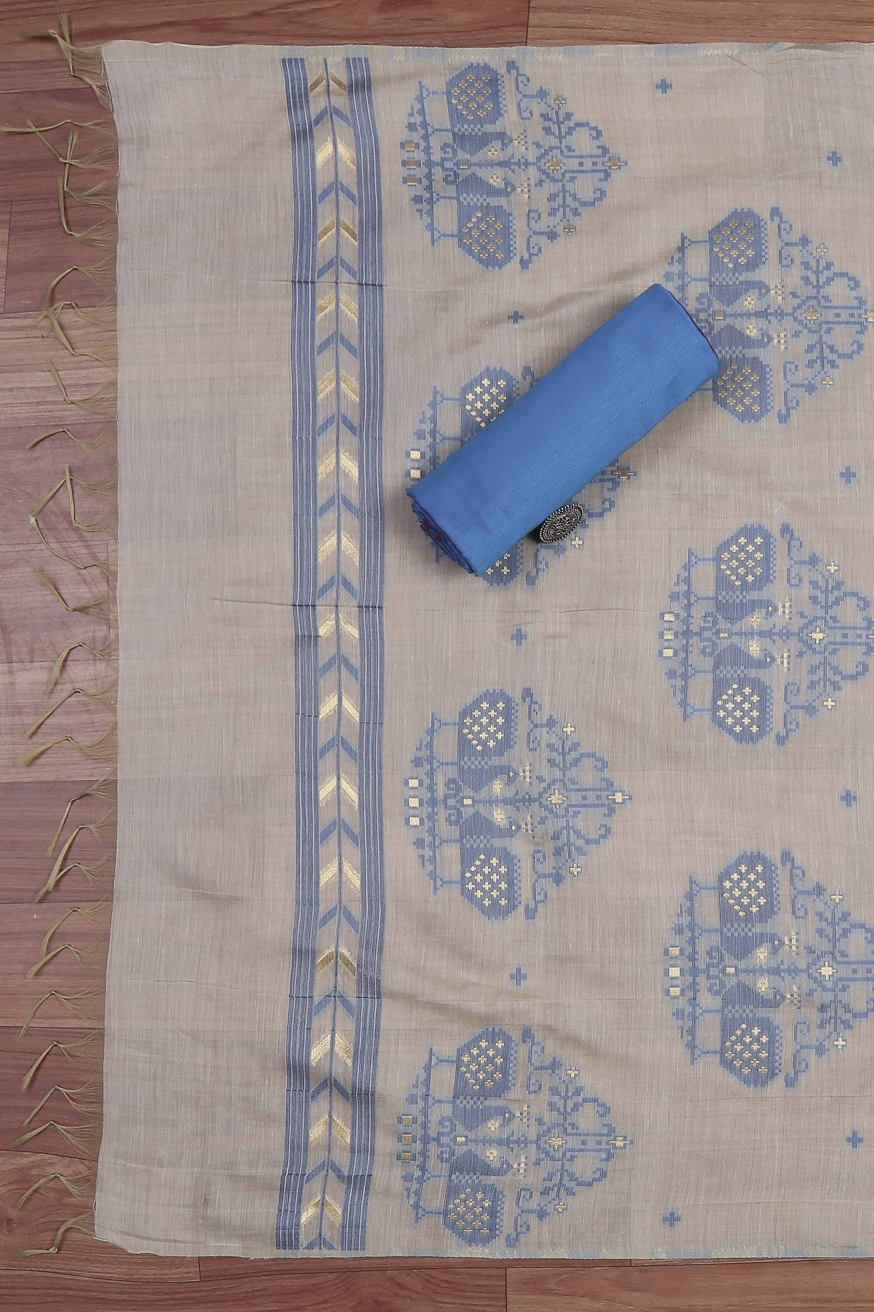 Rani Cotton Jamdani Unstitched Suit Set image number 3