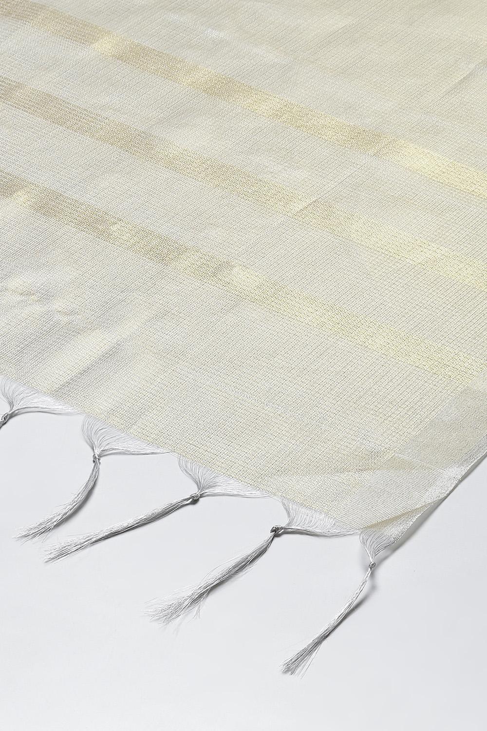 Gold Cotton Blend Yarndyed Dupatta image number 1