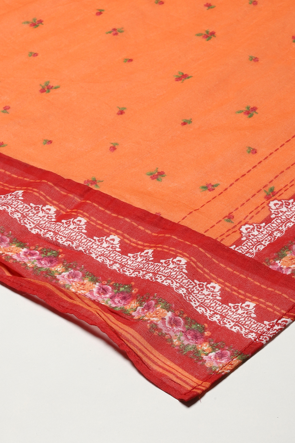 Red Cotton Kalidar Kurta Churidar Suit Set image number 3