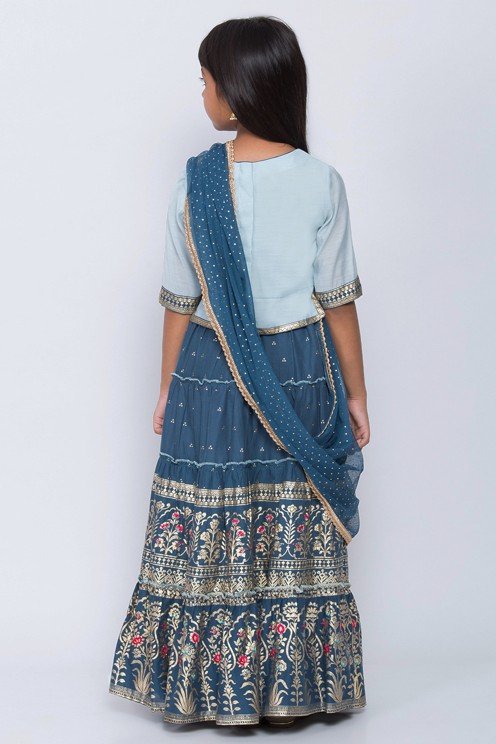 Blue Poly Cotton Lehenga Set image number 4