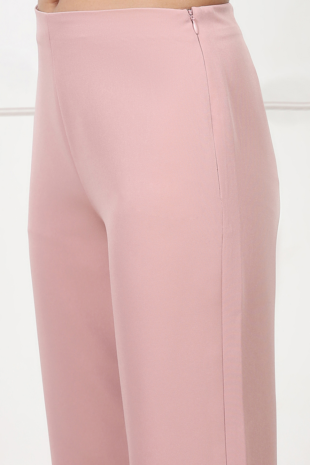 Beige Solid Relaxed Fit Pants image number 1