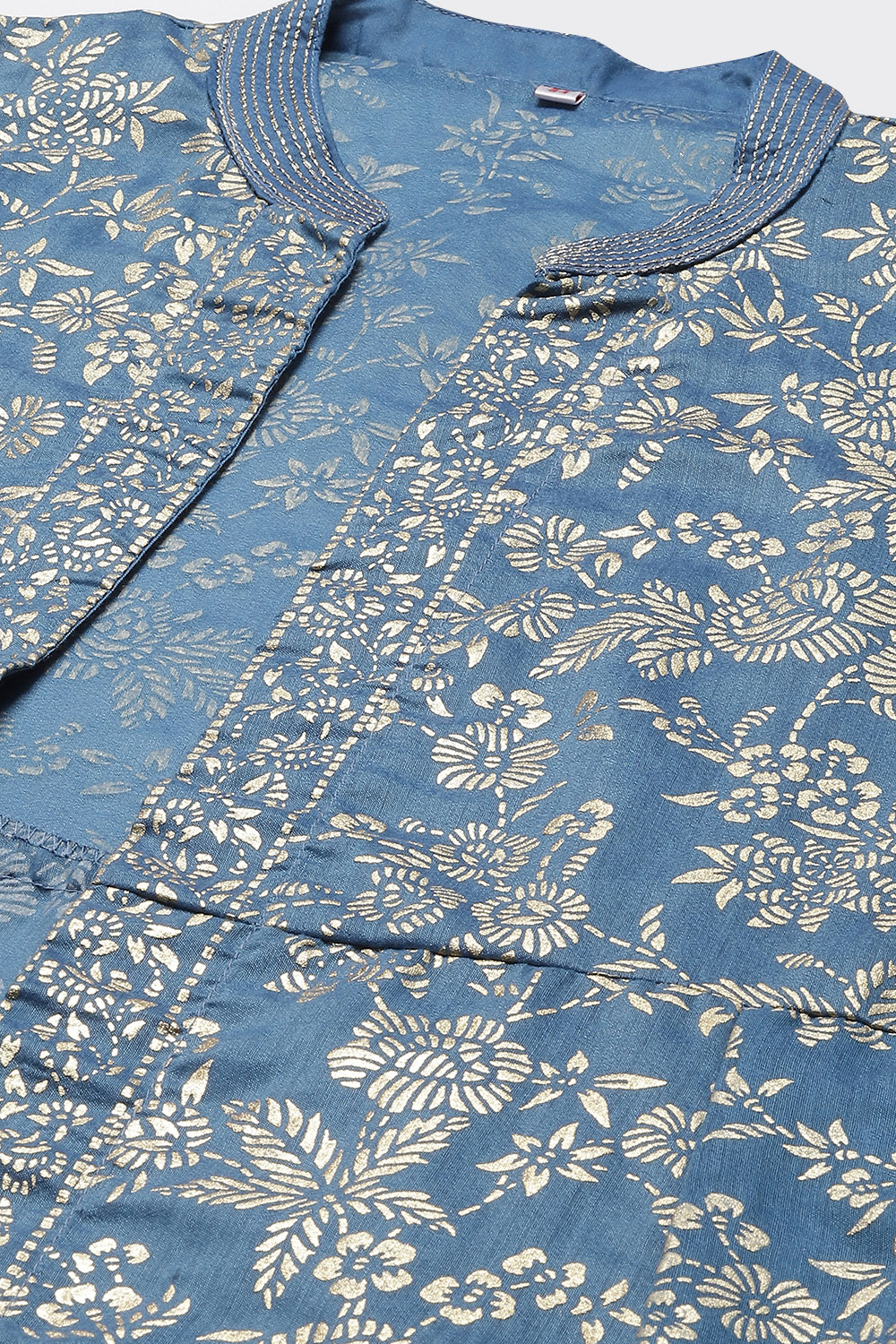 Charcoal Art Silk with Cape Printed Dress image number 1