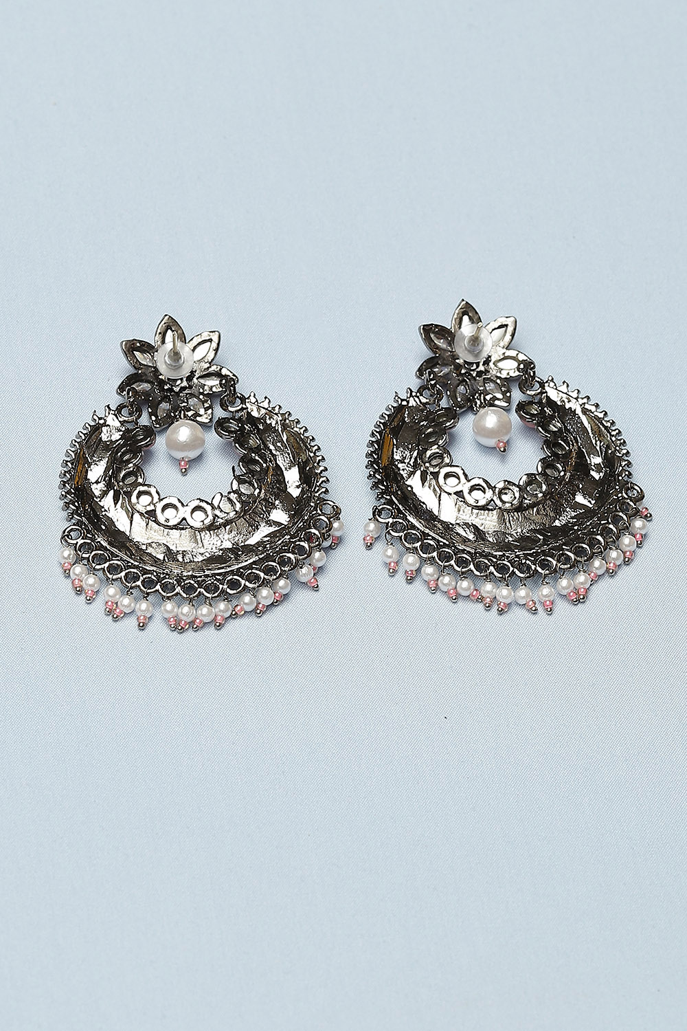 Oxidised Peach Alloy Earrings image number 2