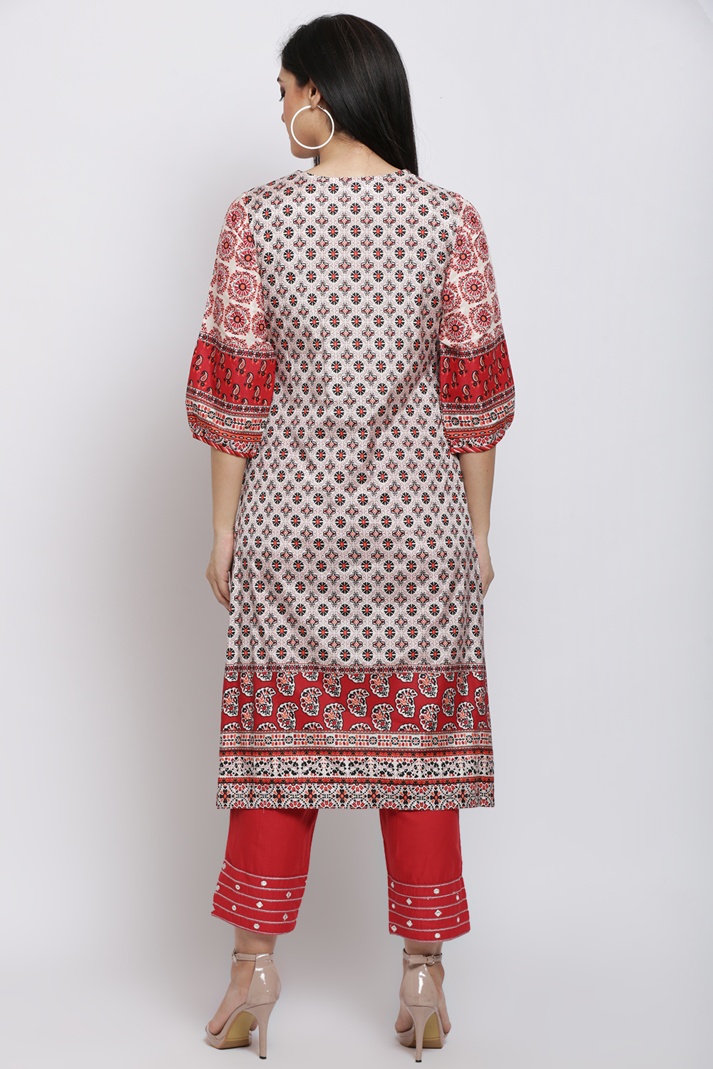 Ivory Viscose A Line Kurta image number 5