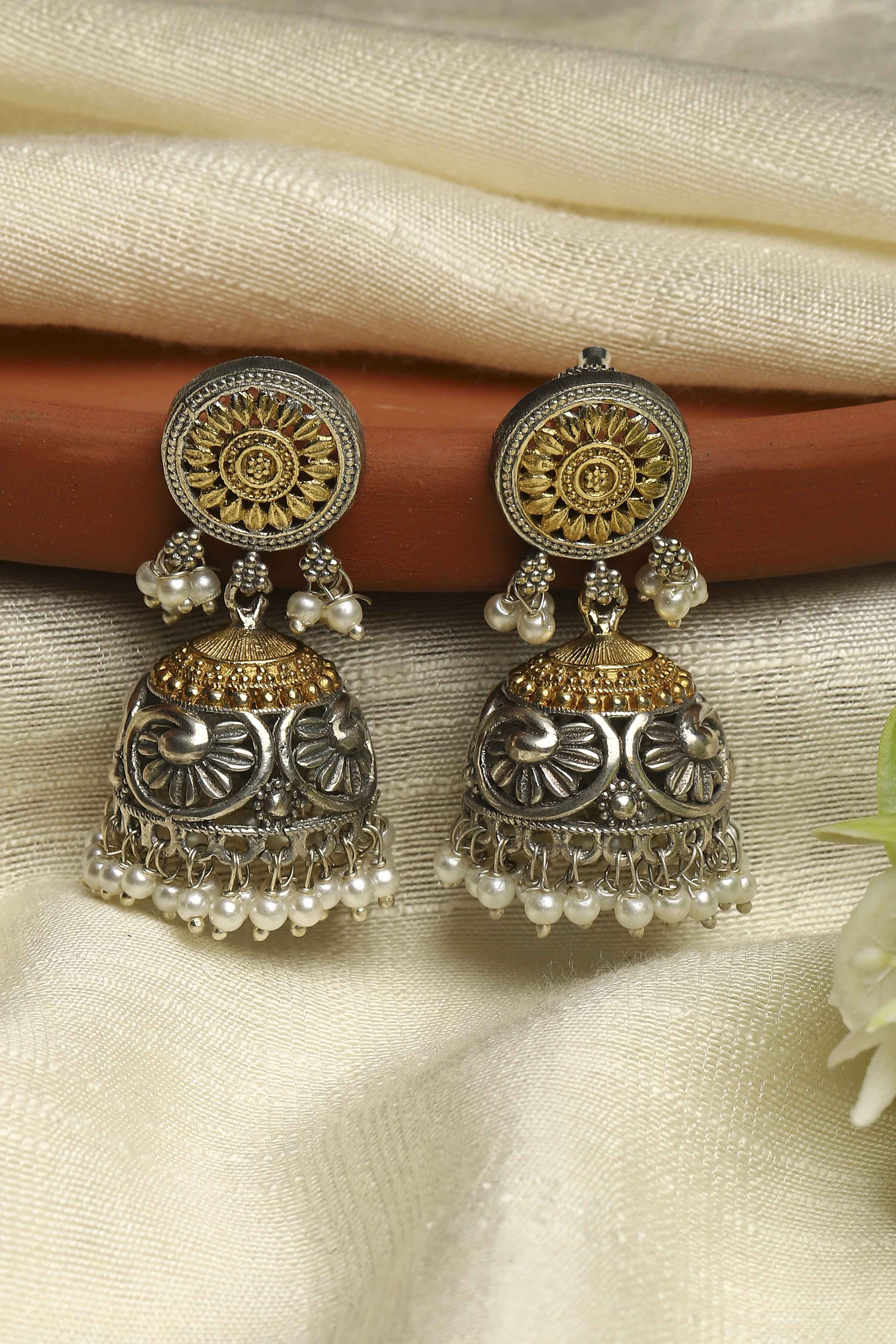 Oxidised Gold Brass Jhumka image number 0