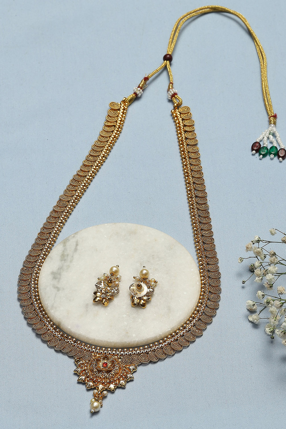 Gold Brass Necklace Set image number 2