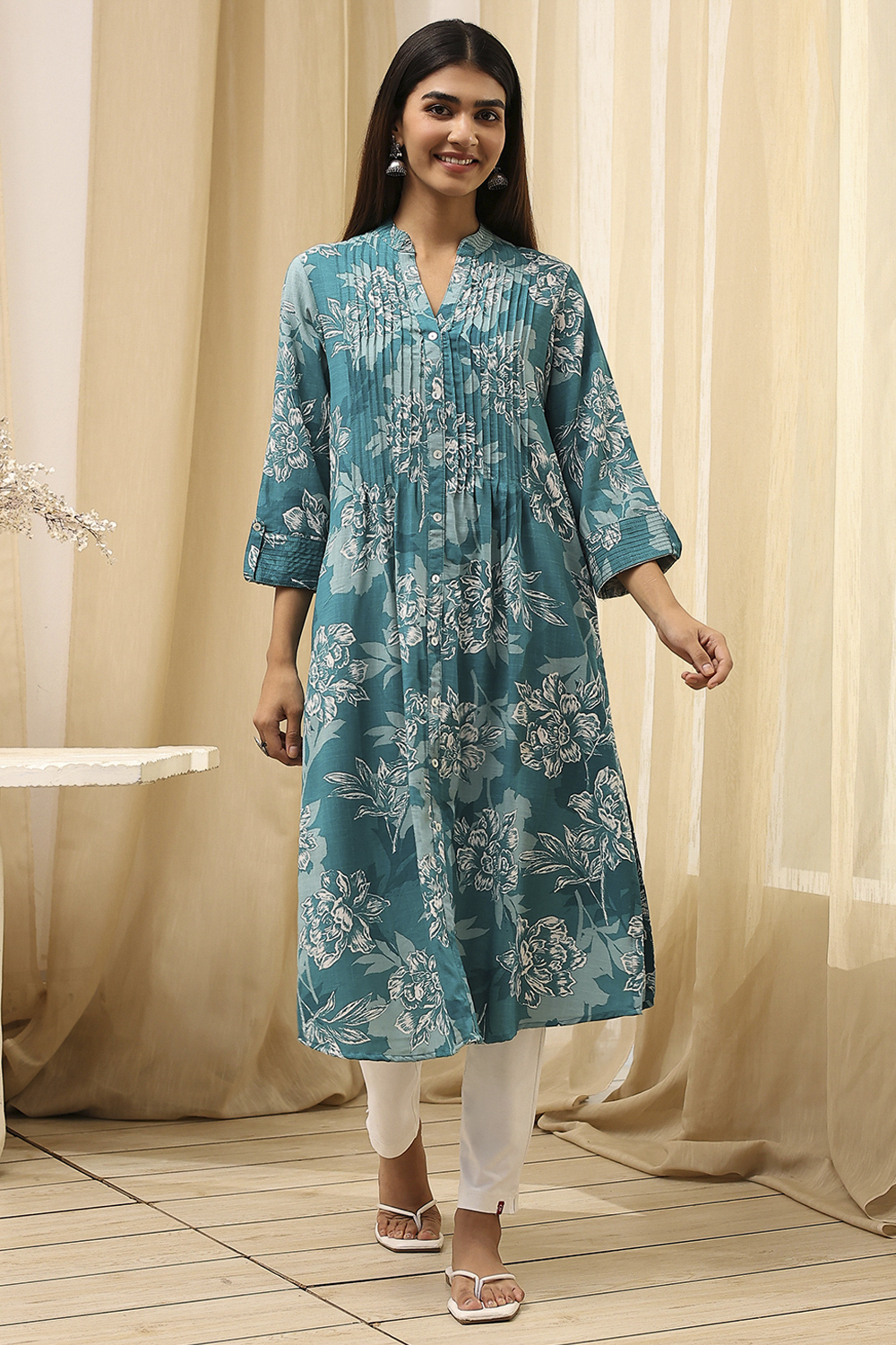 Coral LIVA Straight Printed Kurta image number 0