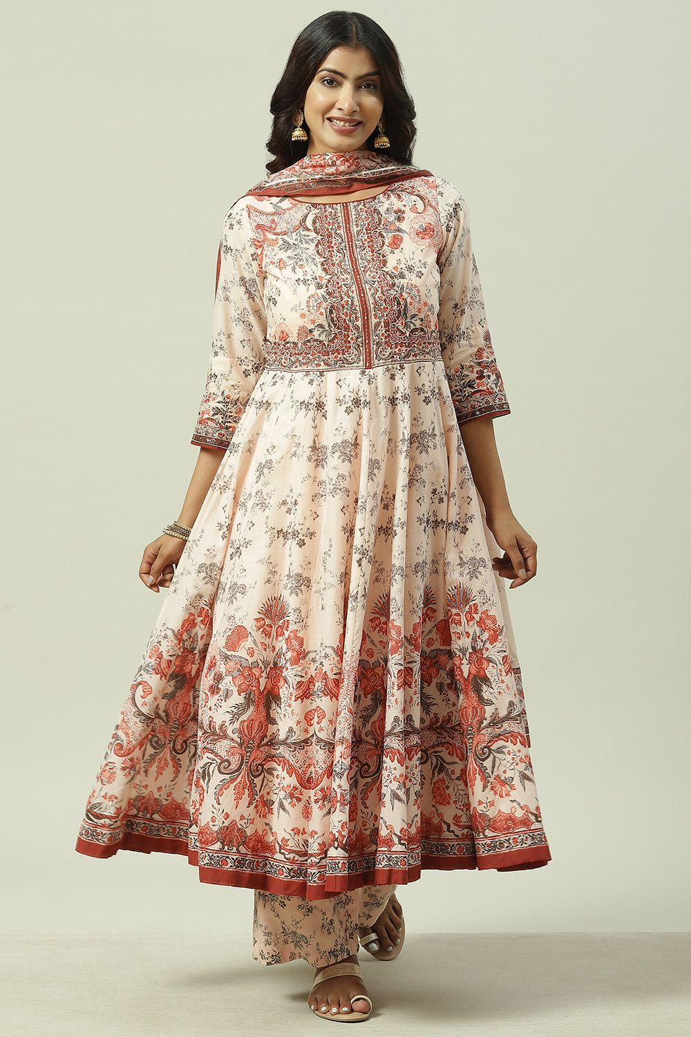 Black Cotton Silk Anarkali Kurta Palazzo Suit Set image number 0