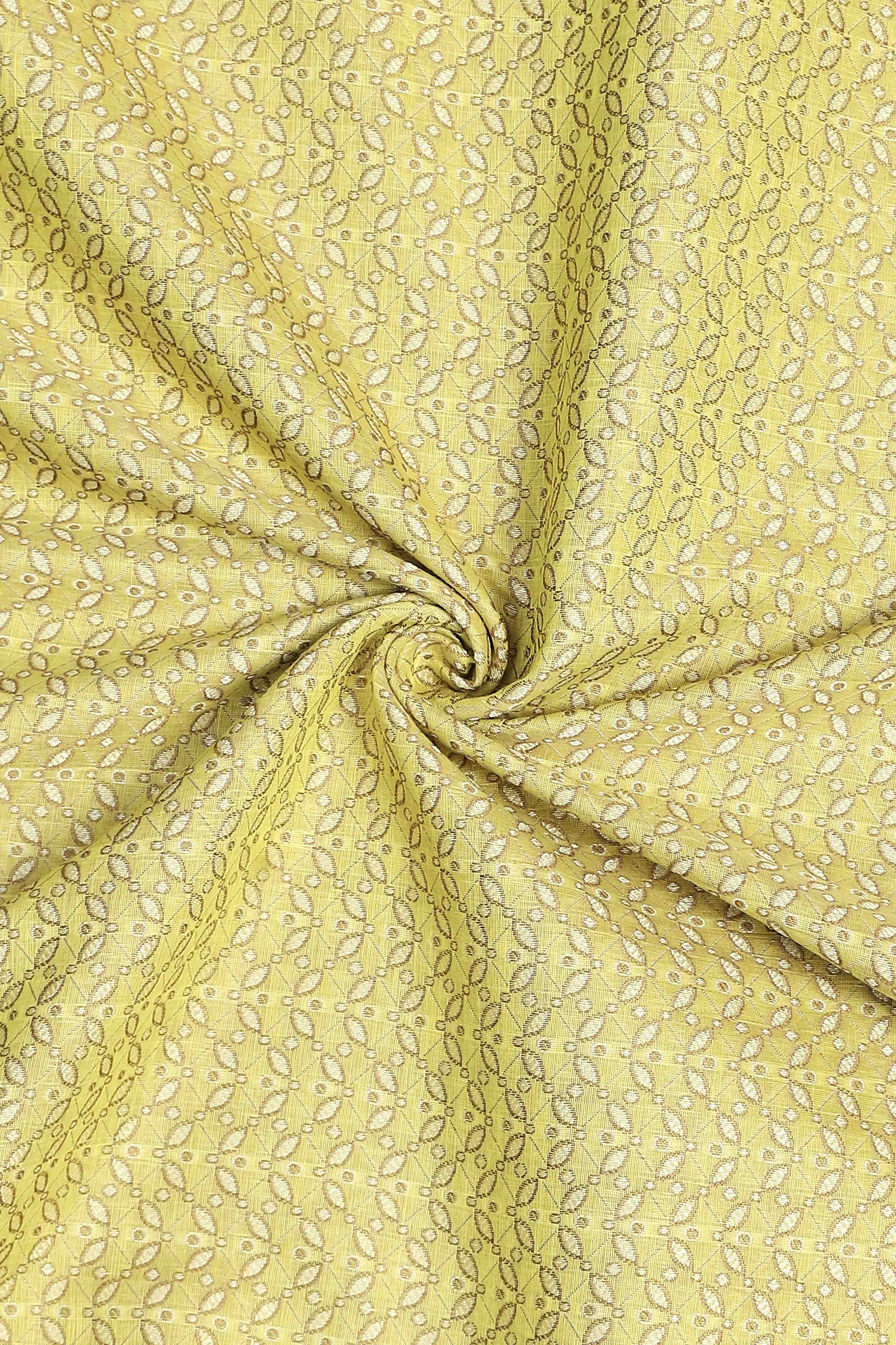 Mustard Poly Cotton Banarasi Unstitched Suit Set image number 2
