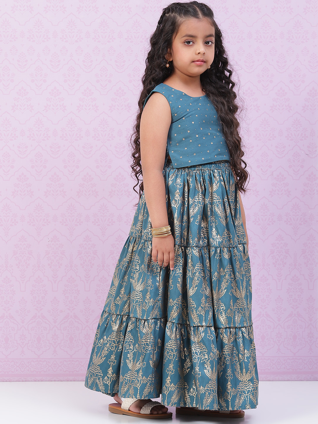 Blue Art Silk Lehenga Set image number 3