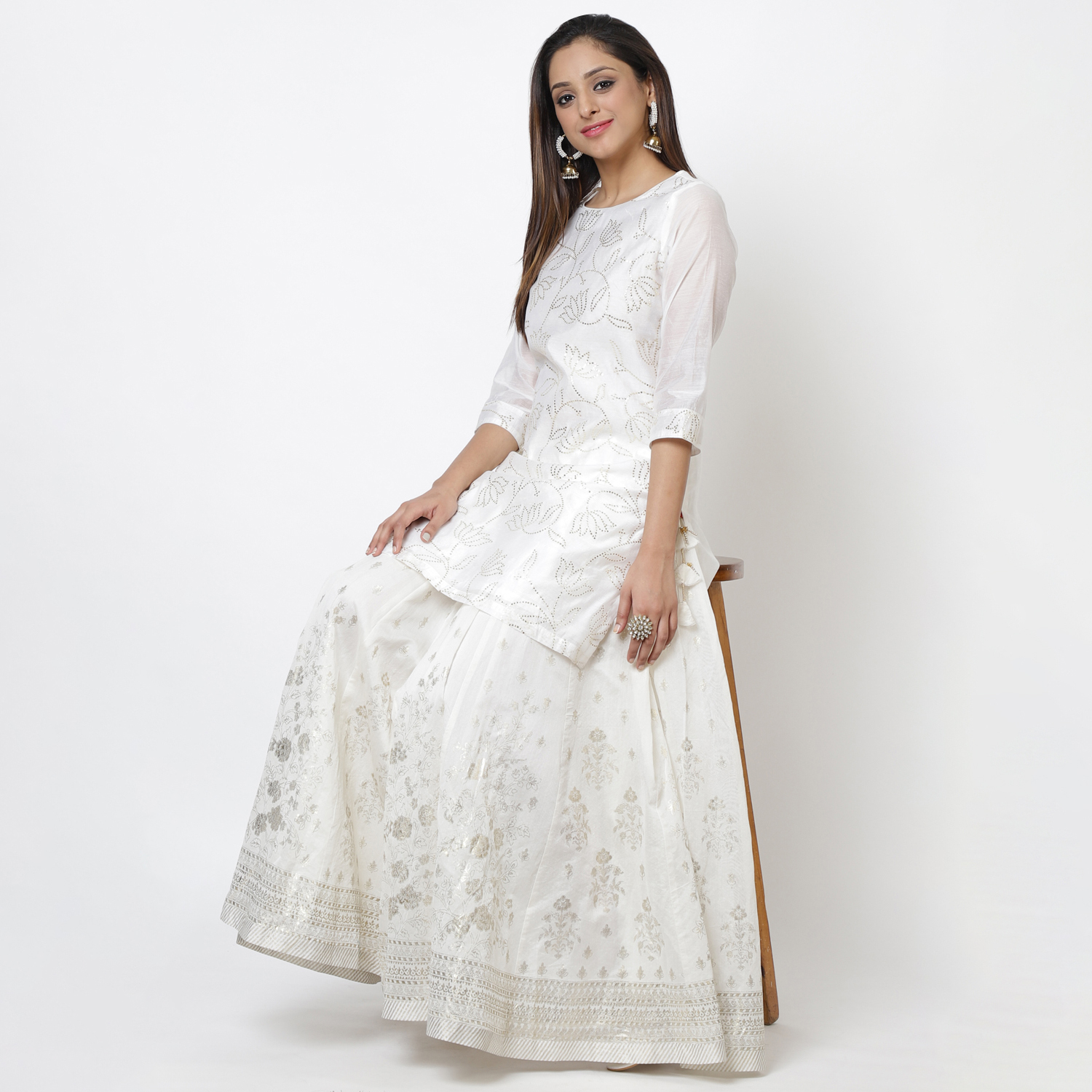 Blue Art Silk Short Yarndyed Kurti image number 0