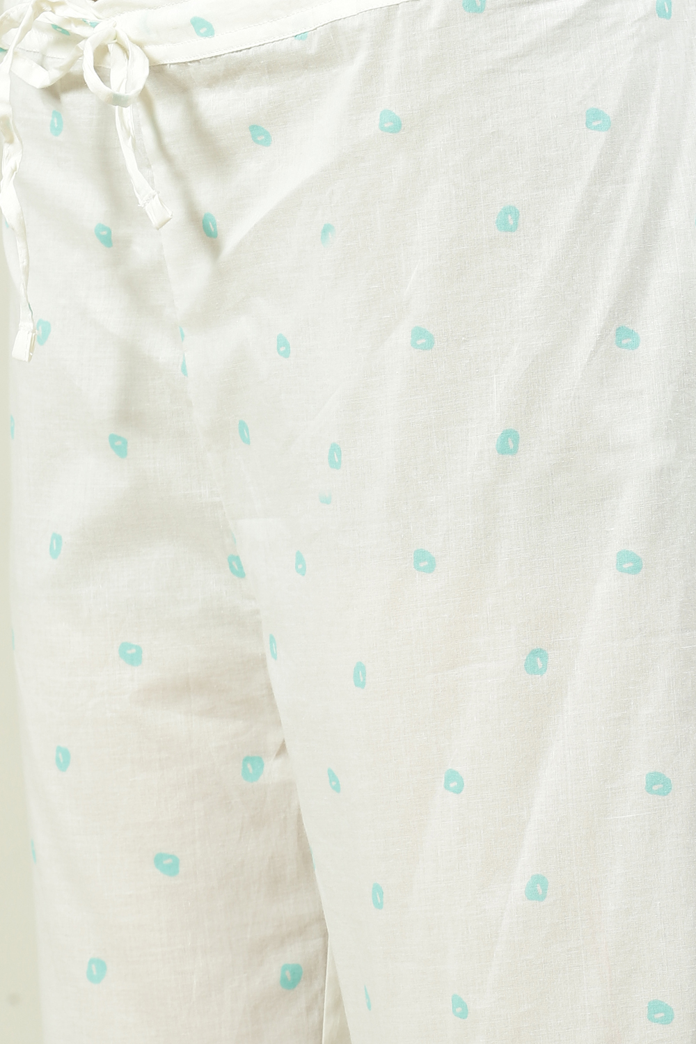 Aqua Blue and White Cotton Straight Suit Set image number 3