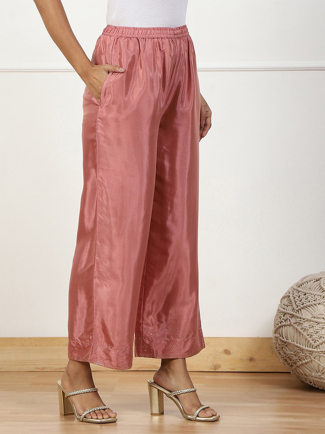 Mint Green Shantoon Straight Palazzo image number 3