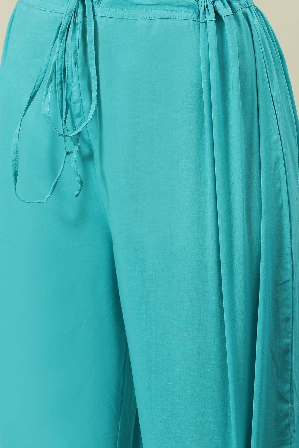 Mehndi Cotton Straight Kurta Palazzo Suit Set image number 3