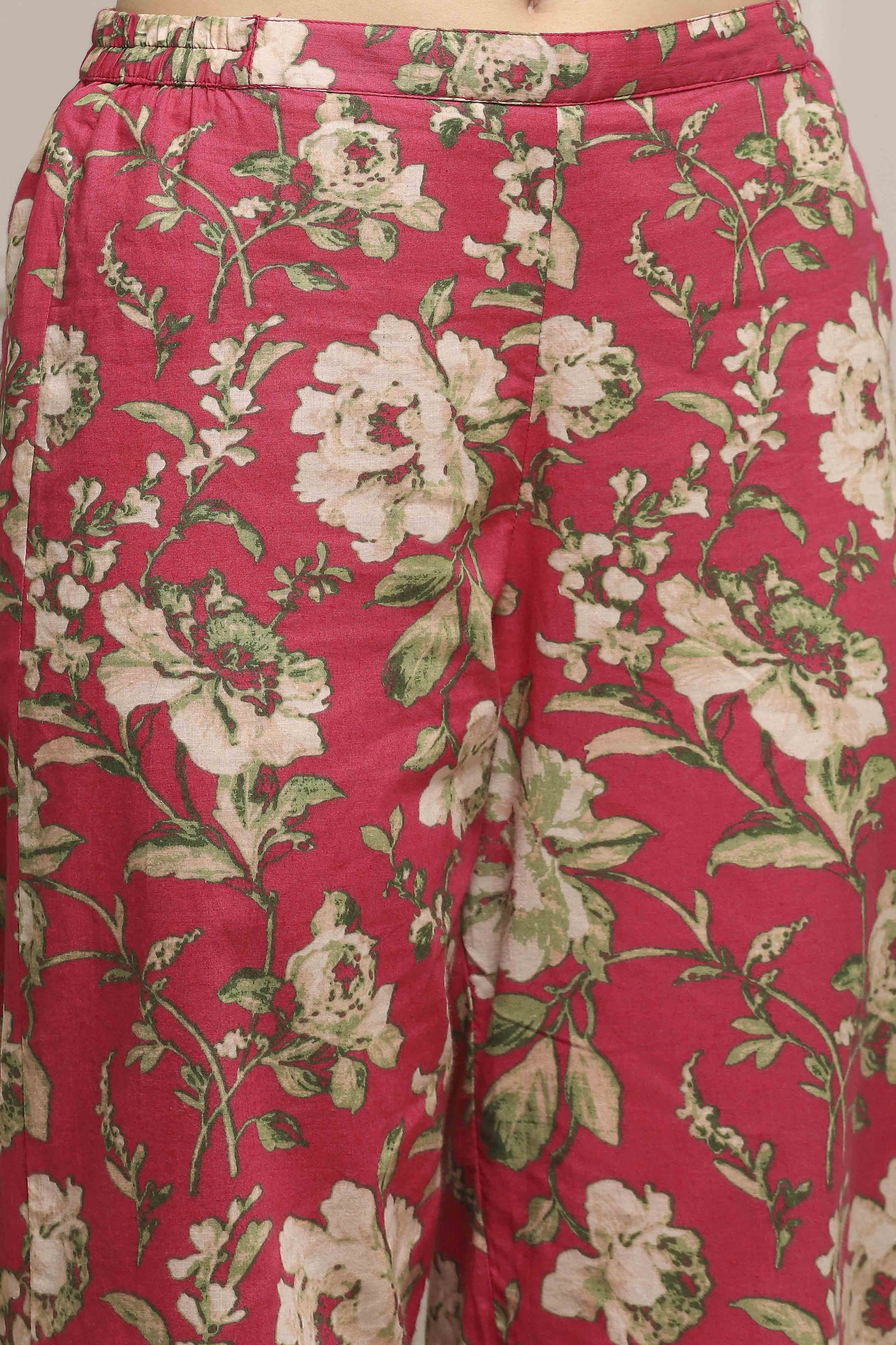 Pink Cotton Floral Straight Co-ord Set image number 2