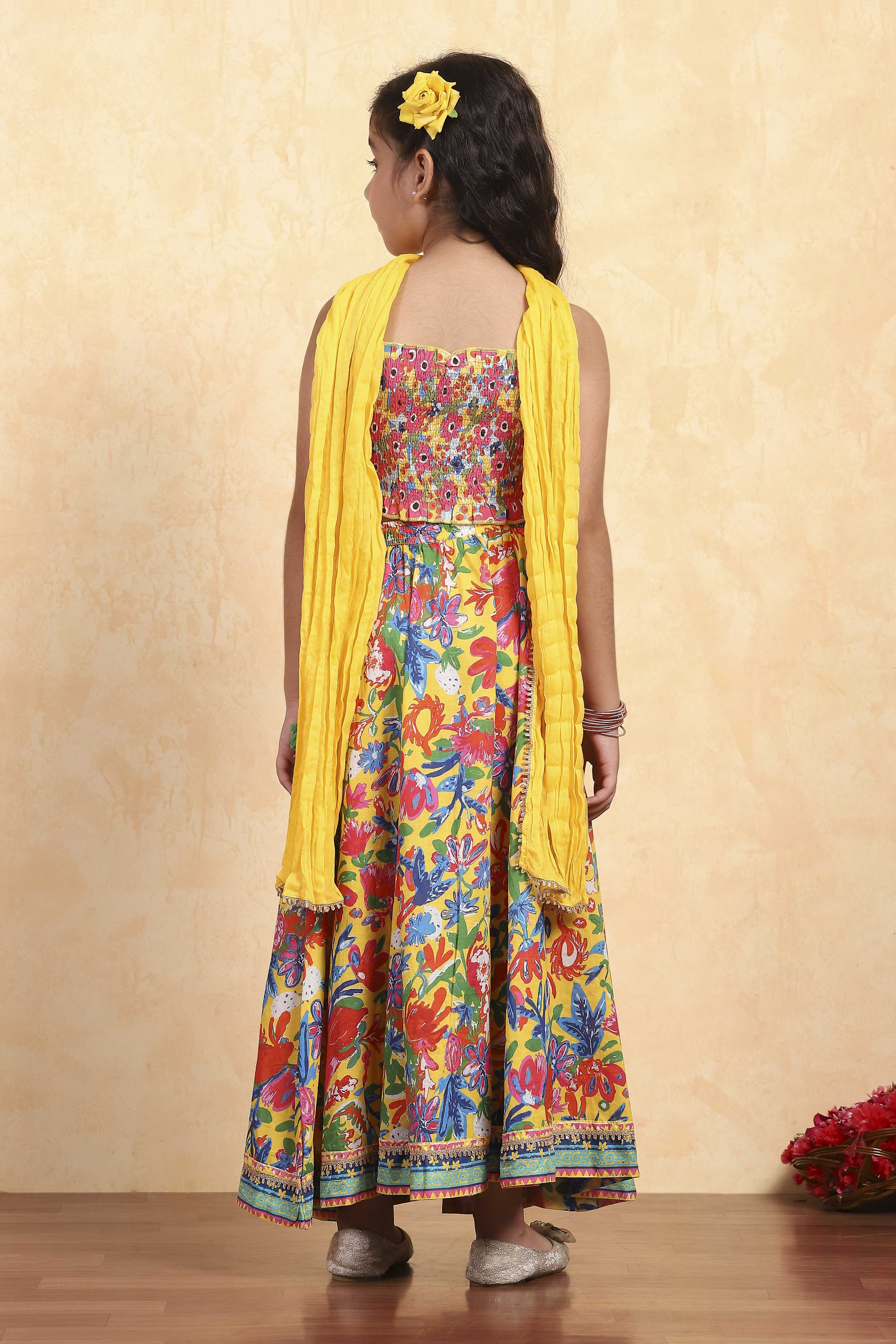 Light Pink Viscose Rayon Flared Printed Lehenga Set image number 4