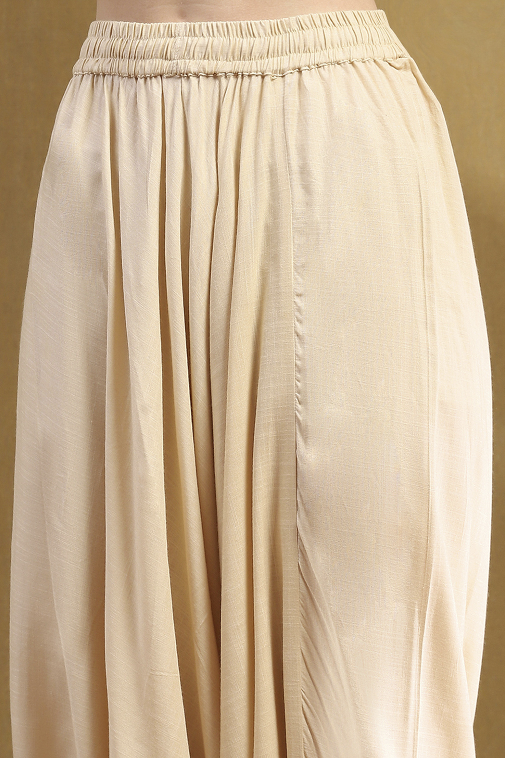 Beige Silk Chanderi Embroidered Kalidar Suit Set image number 2