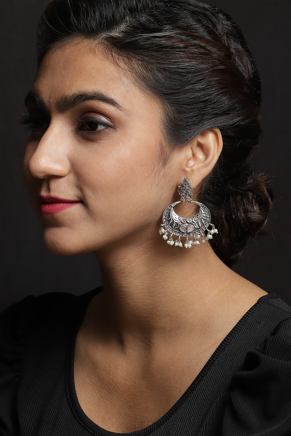 Light Purple Oxidised Chandbalis image number 1