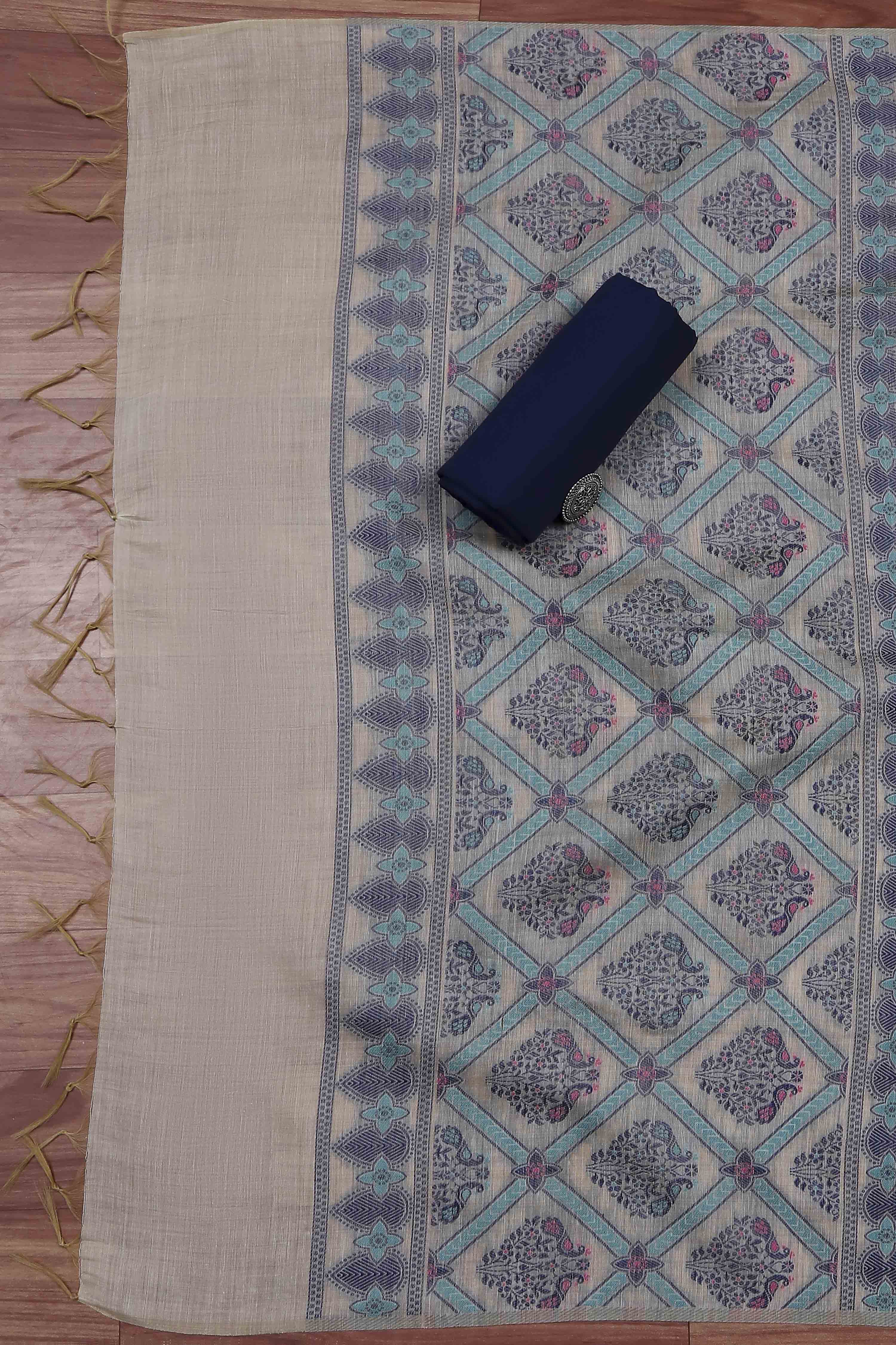 Rani Cotton Jamdani Unstitched Suit Set image number 3