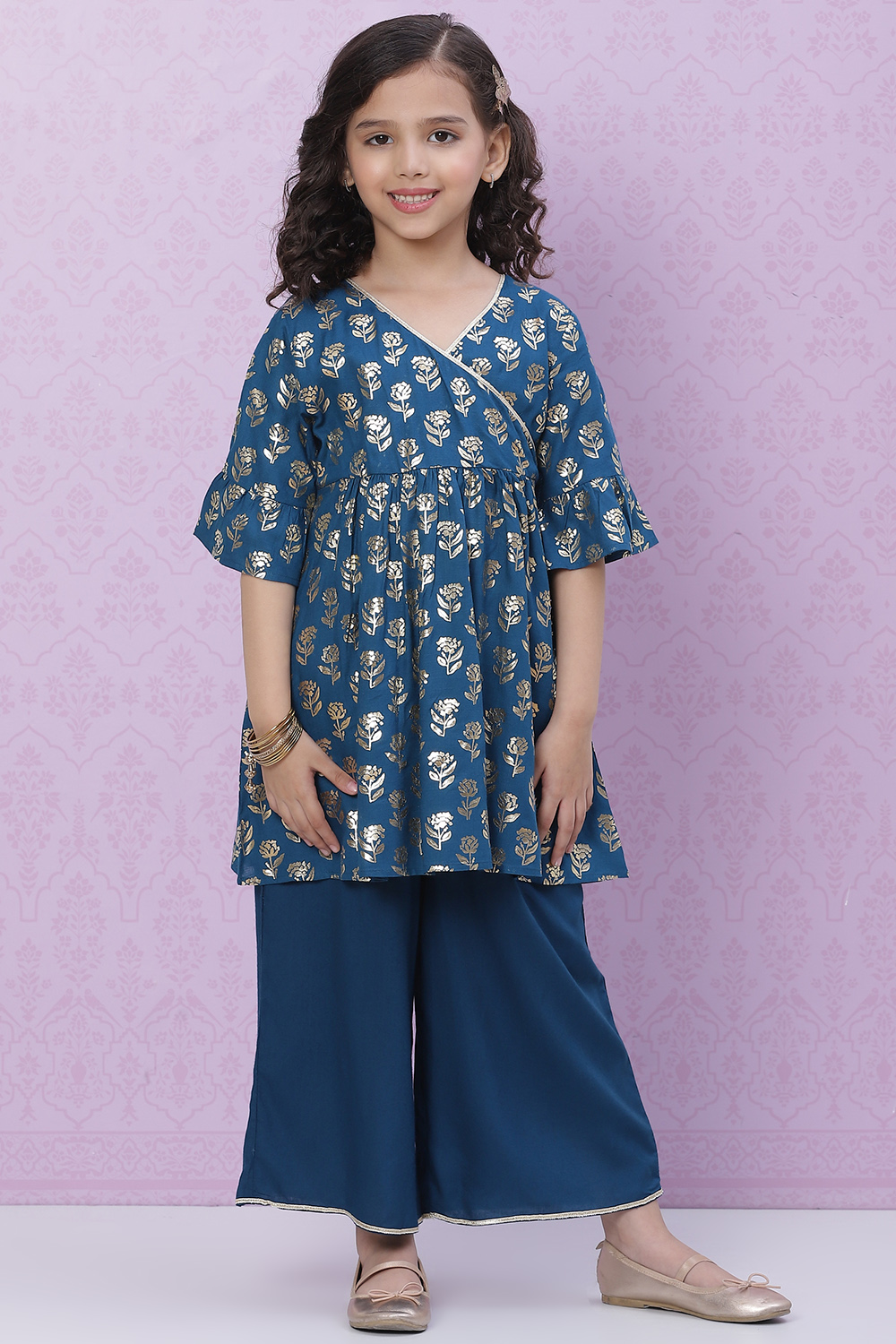 Black Rayon Flared Printed kurta Set image number 6