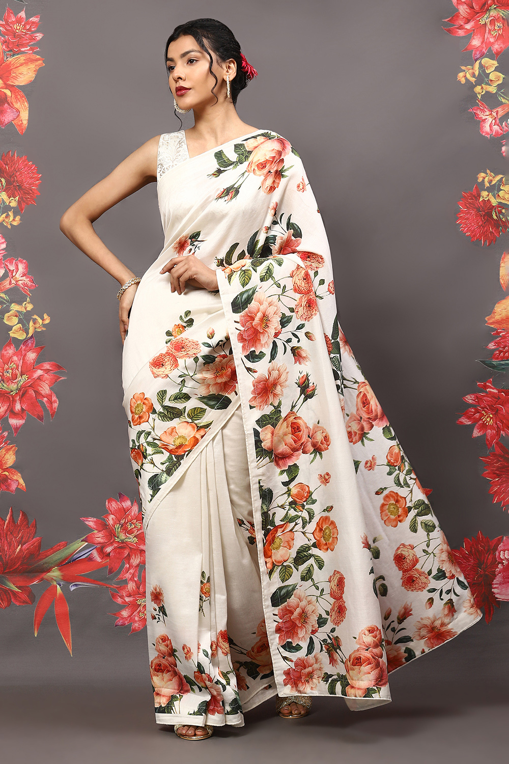 Black Cotton Blend Saree image number 0
