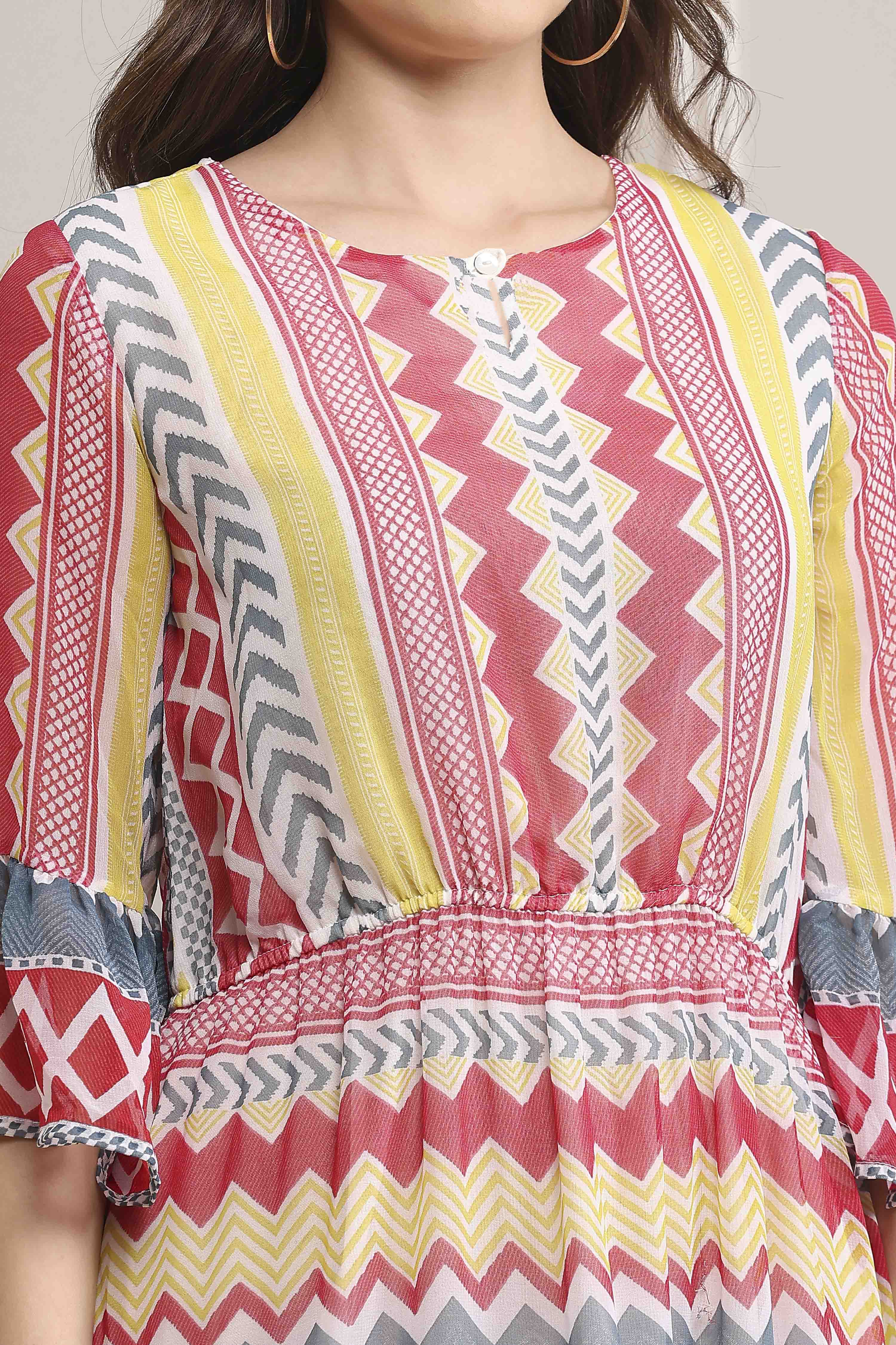 Off White Cotton Blend Tiered Dress image number 1