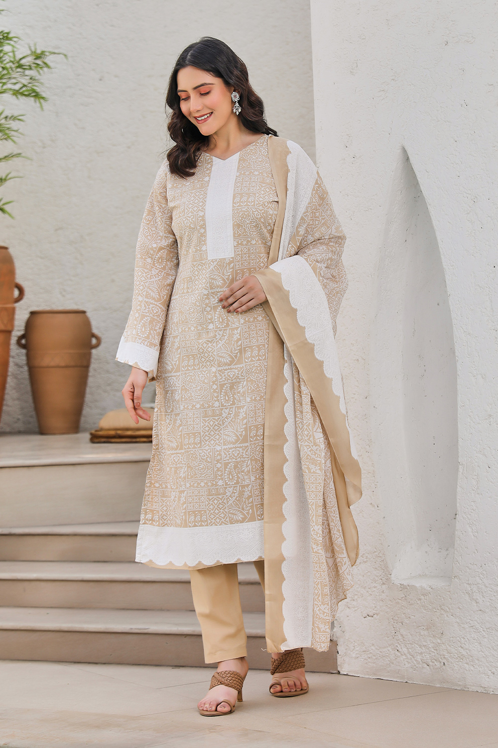 Mauve Cotton Blend Digital Print Unstitched Suit Set  image number 2