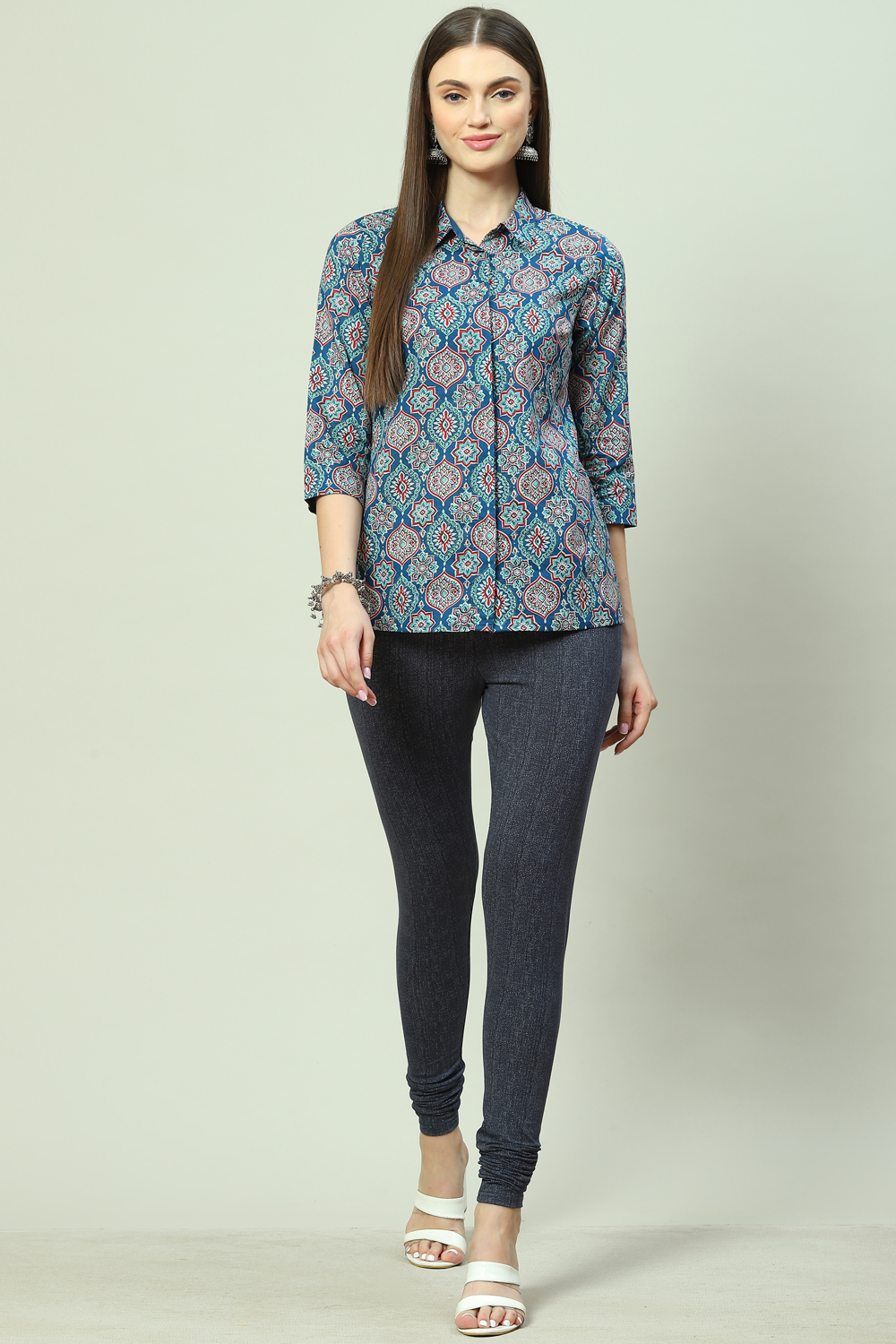 Blue Viscose Blend Legging image number 5