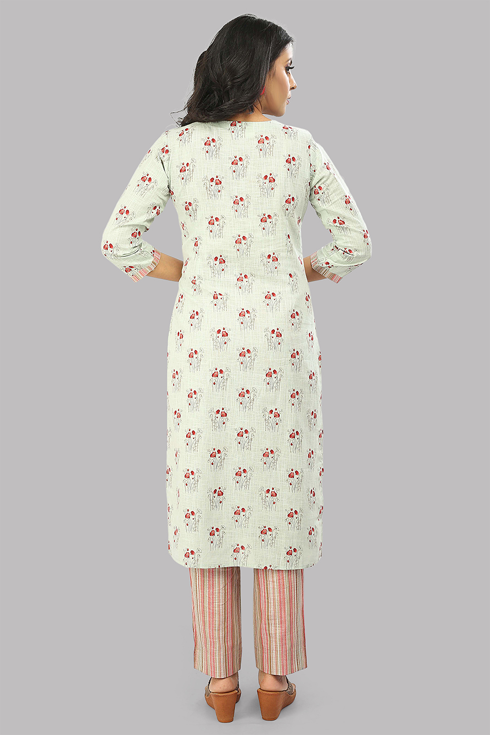 Blue Cotton Screen Print Unstitched Suit Set image number 4