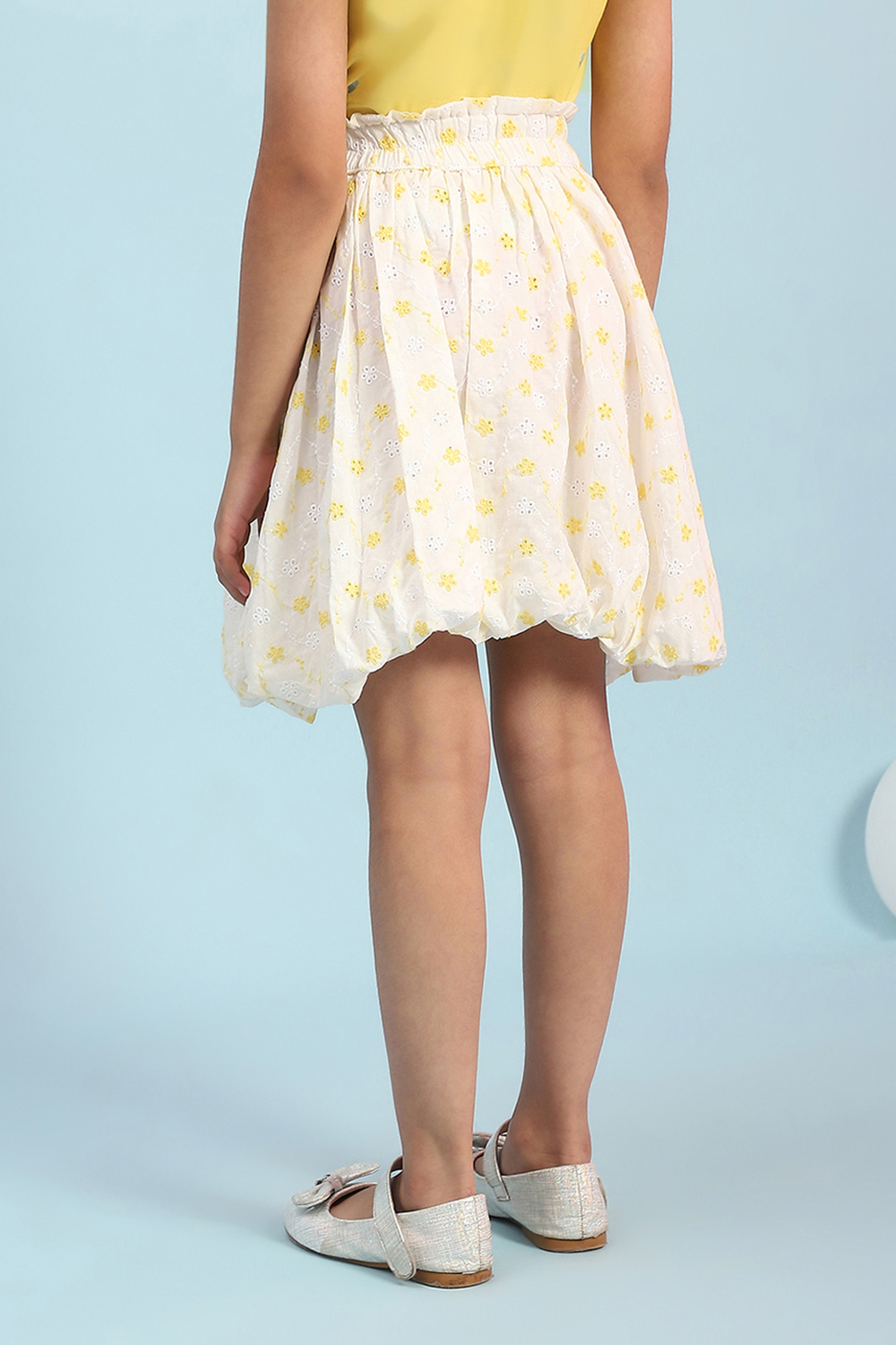 White Cotton Schiffli Skirt image number 5