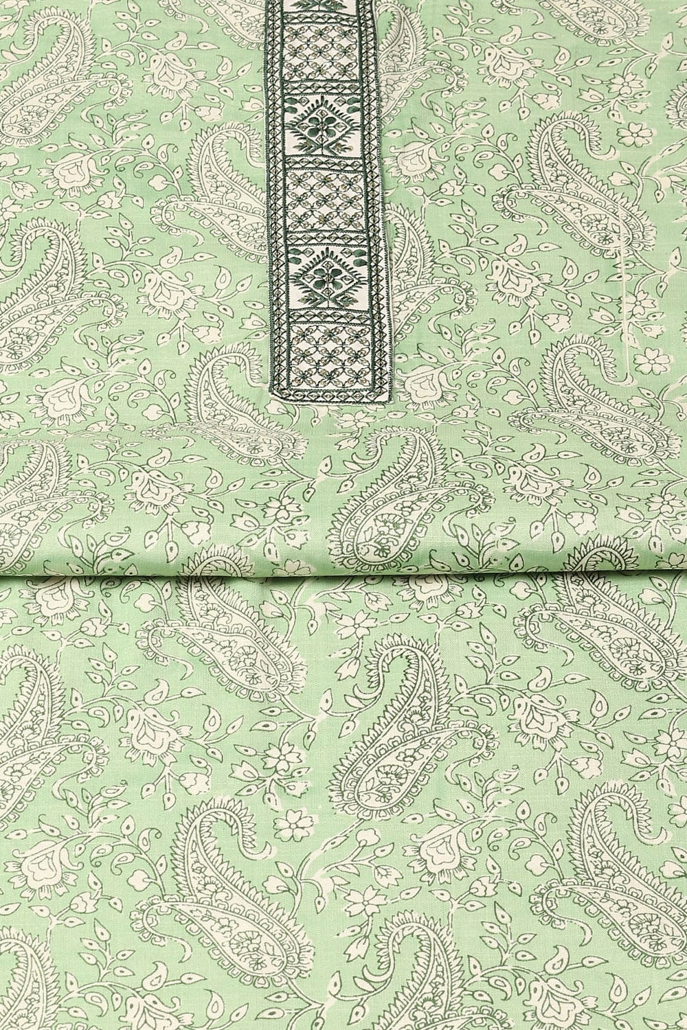 Green Cotton Printed Unstitched Suit Set image number 3