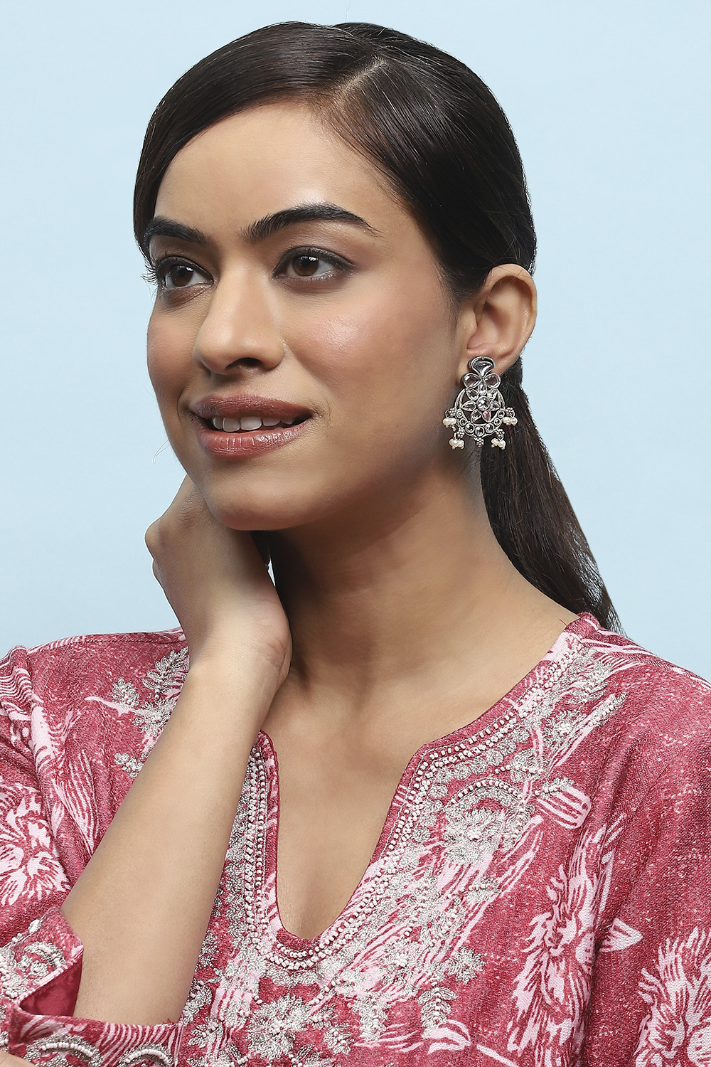 White Pearl Statement Earrings image number 1