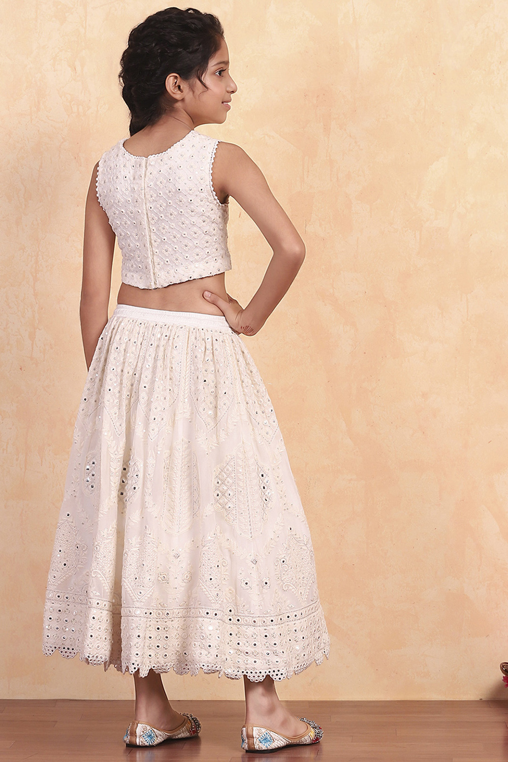 Blue Viscose Embroidered Kalidar Lehenga Set image number 3