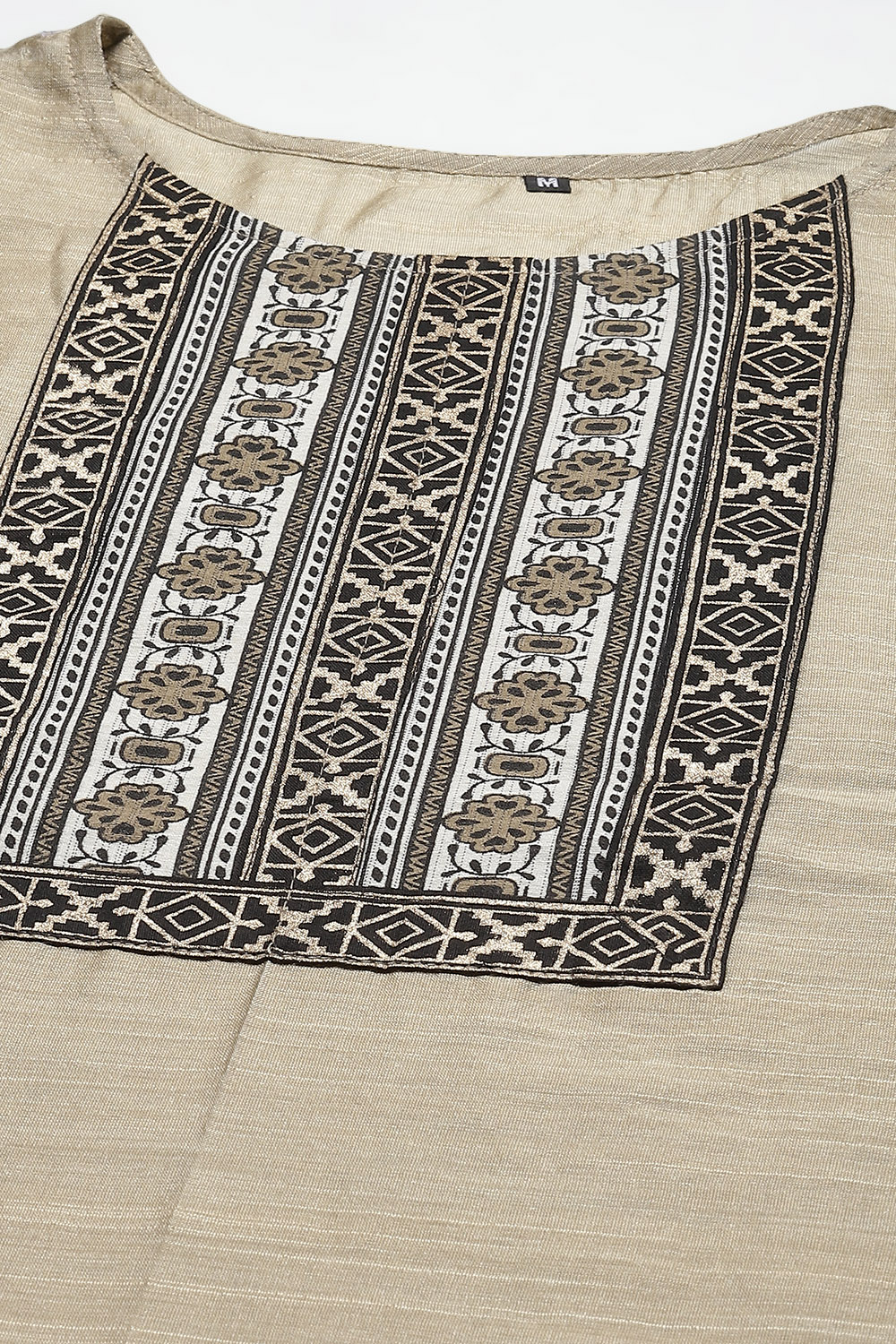 Beige Cotton Handloom Unstitched Suit Set image number 1