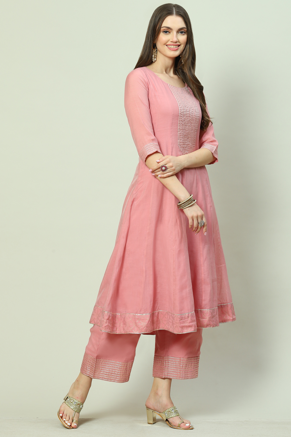 Green Art Silk Flared 2 Piece Set image number 0