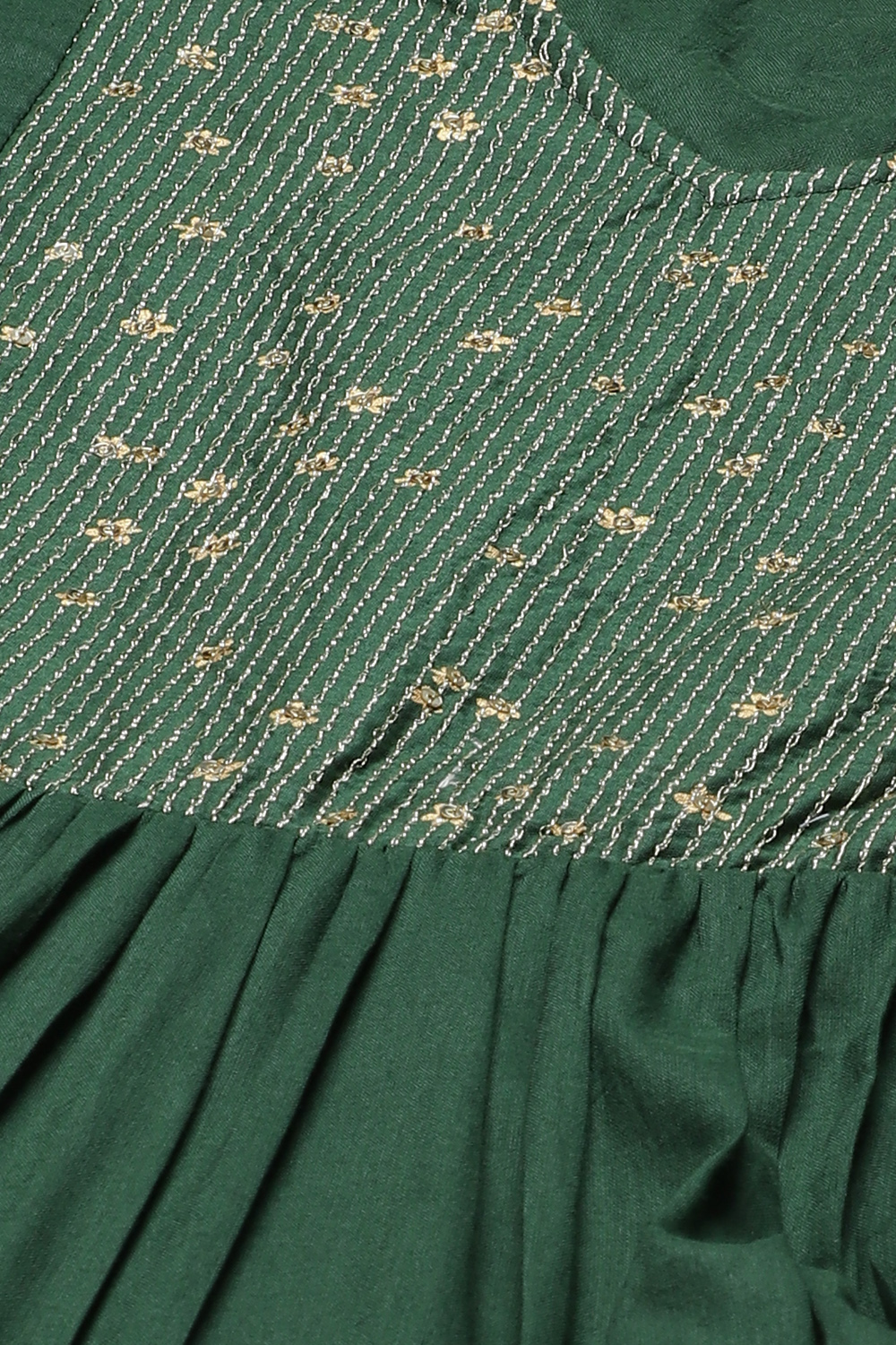 Green Straight Cotton Fusion Wear Dress image number 1