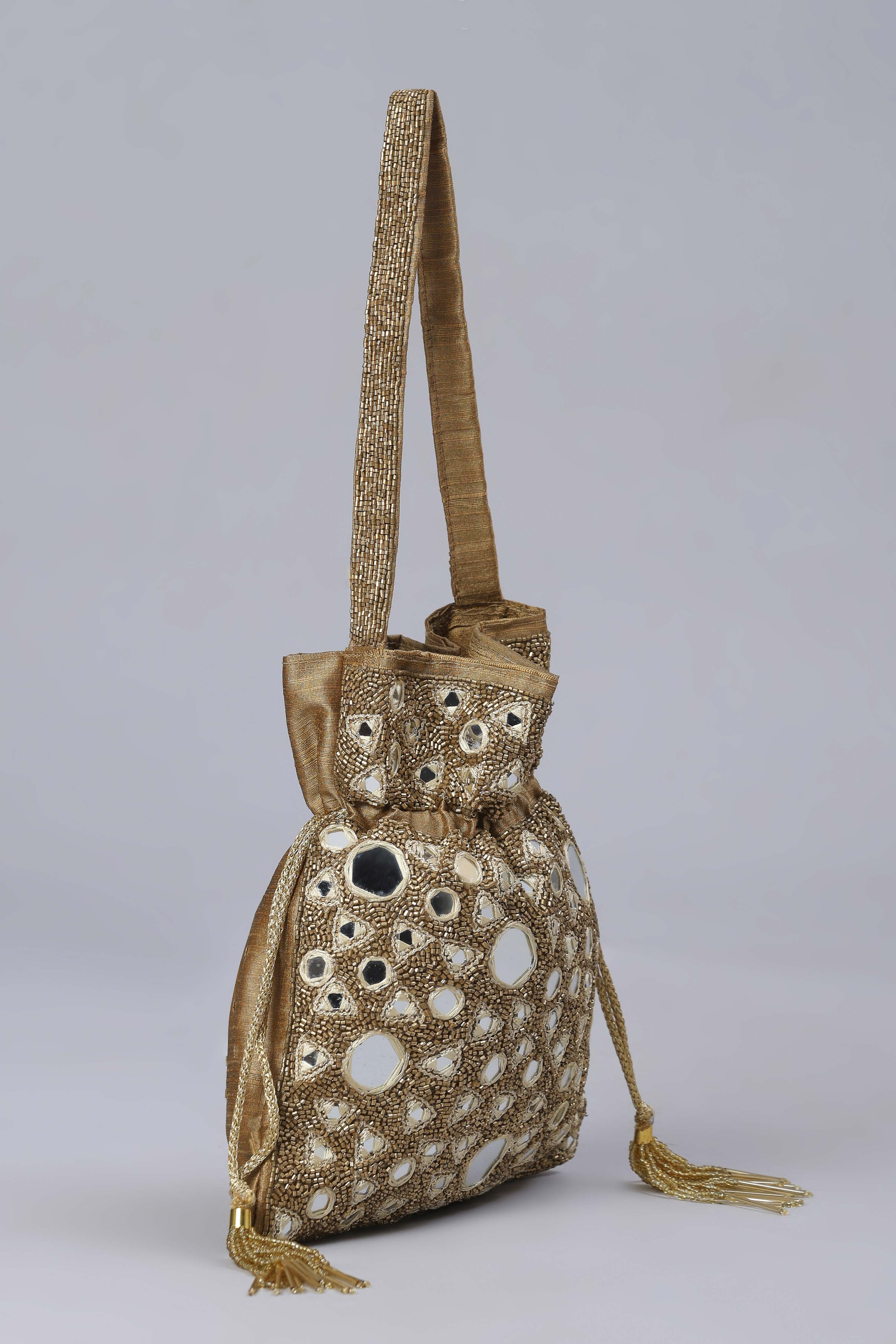 Gold Fabric Potli Bag image number 3