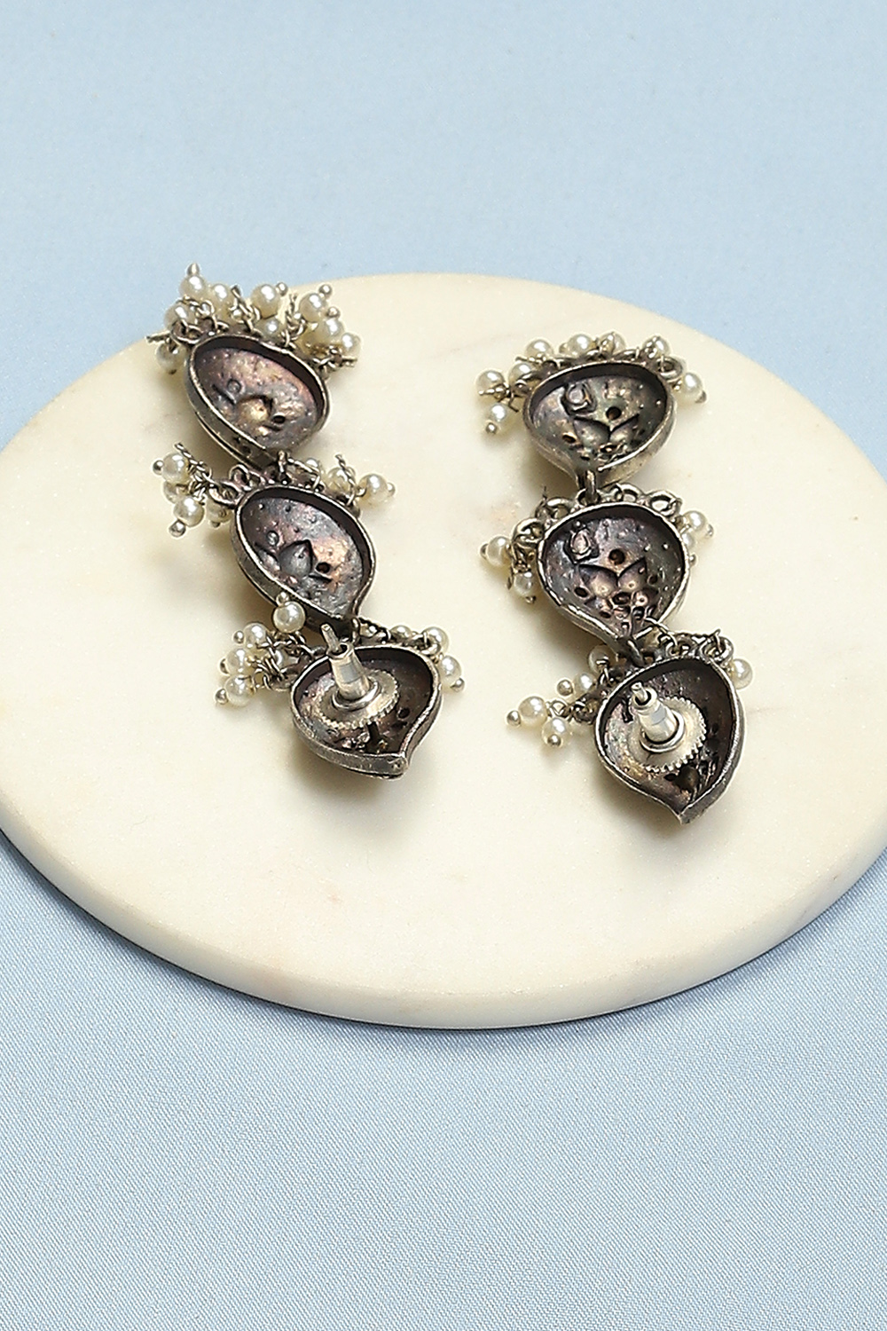 Dual Oxidised Brass Earrings image number 2