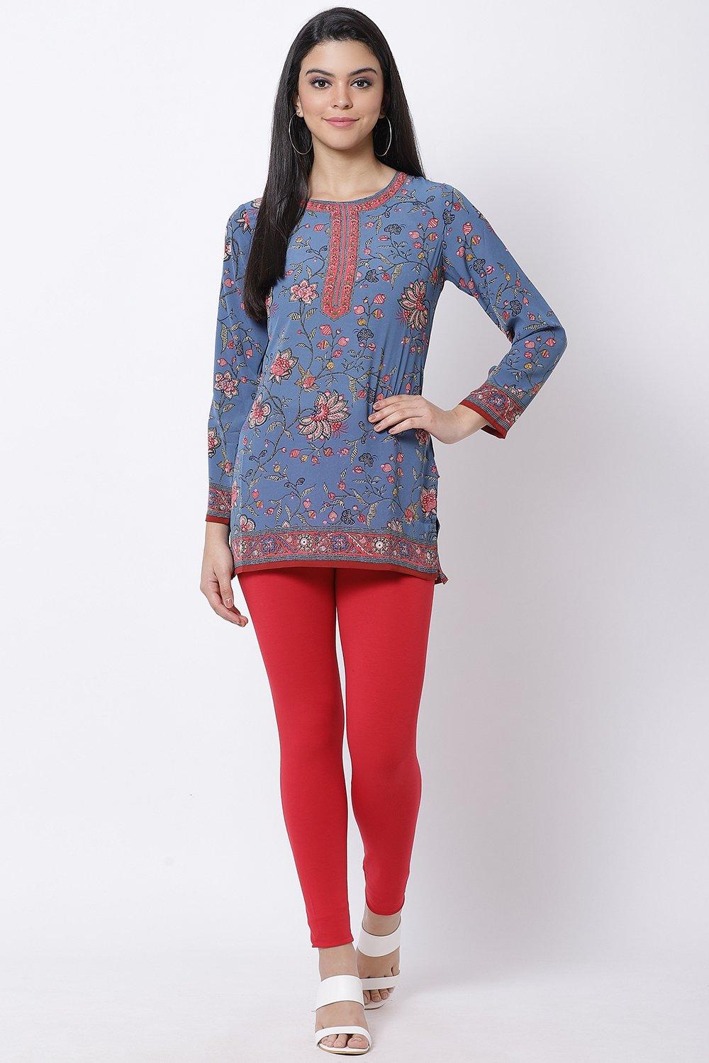 Off White Cotton Blend Printed Kurti image number 0