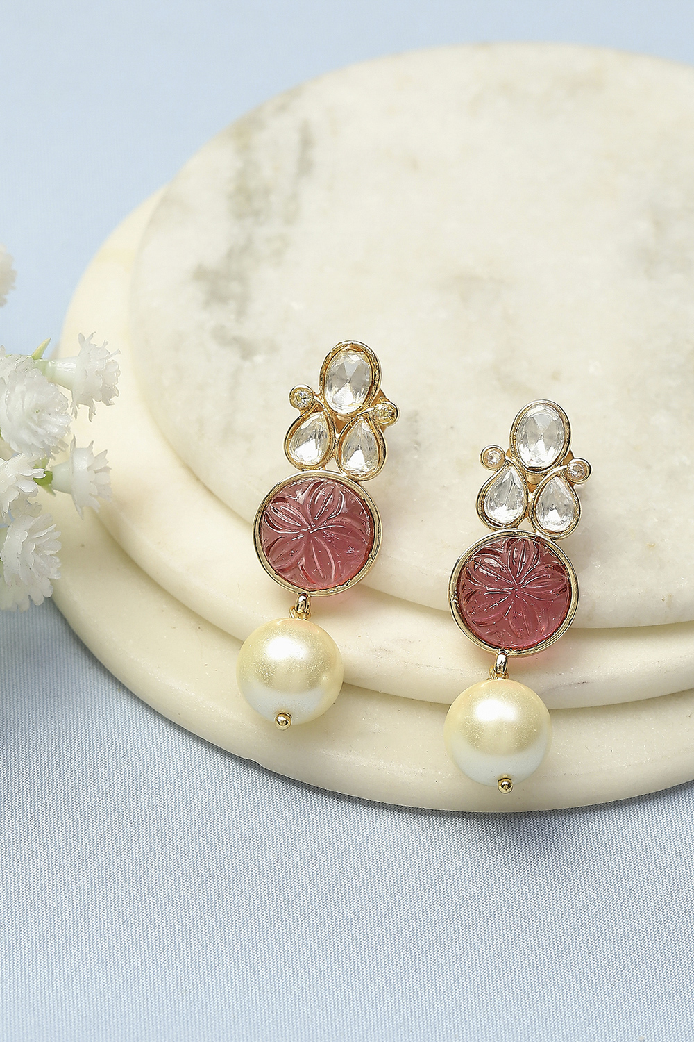 Pink Stone Statement Earrings image number 0