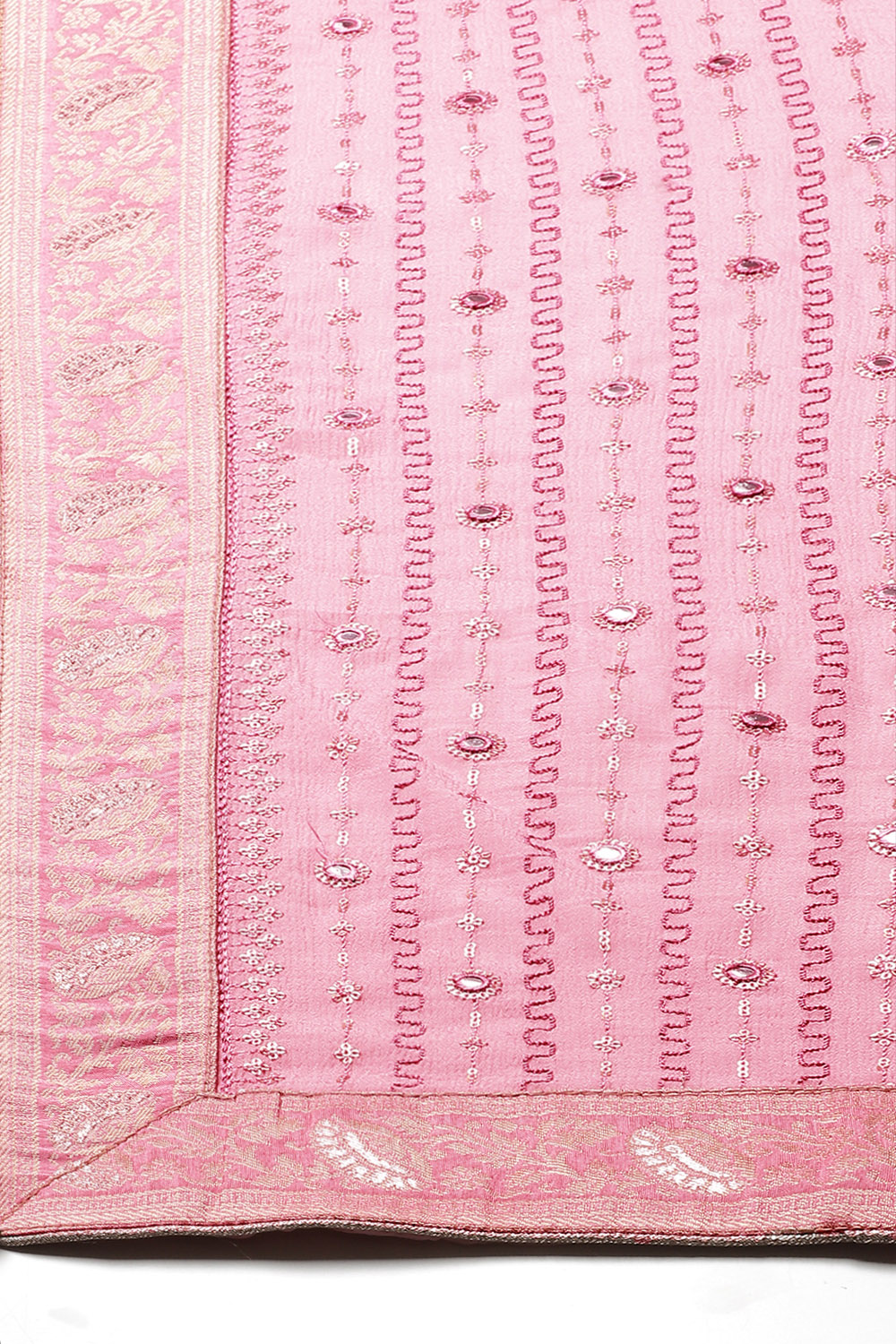 Light Brown Silk & Tussar Machine Embroidered Unstitched Suit Set image number 2