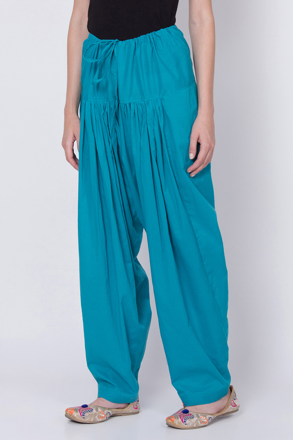 Navy Blue Cotton Solid Salwar image number 2